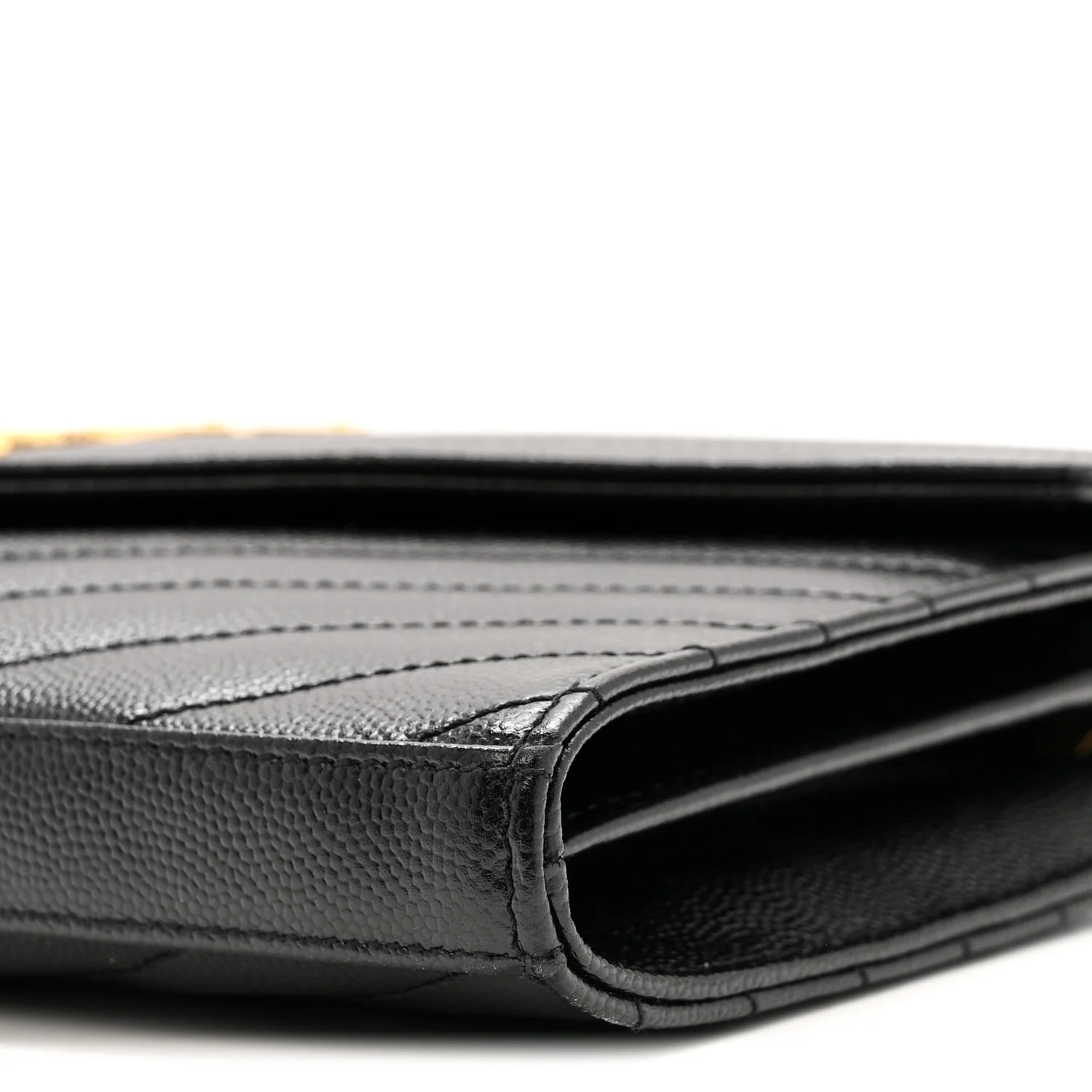 Grain De Poudre Matelasse Chevron Monogram Chain Wallet Black