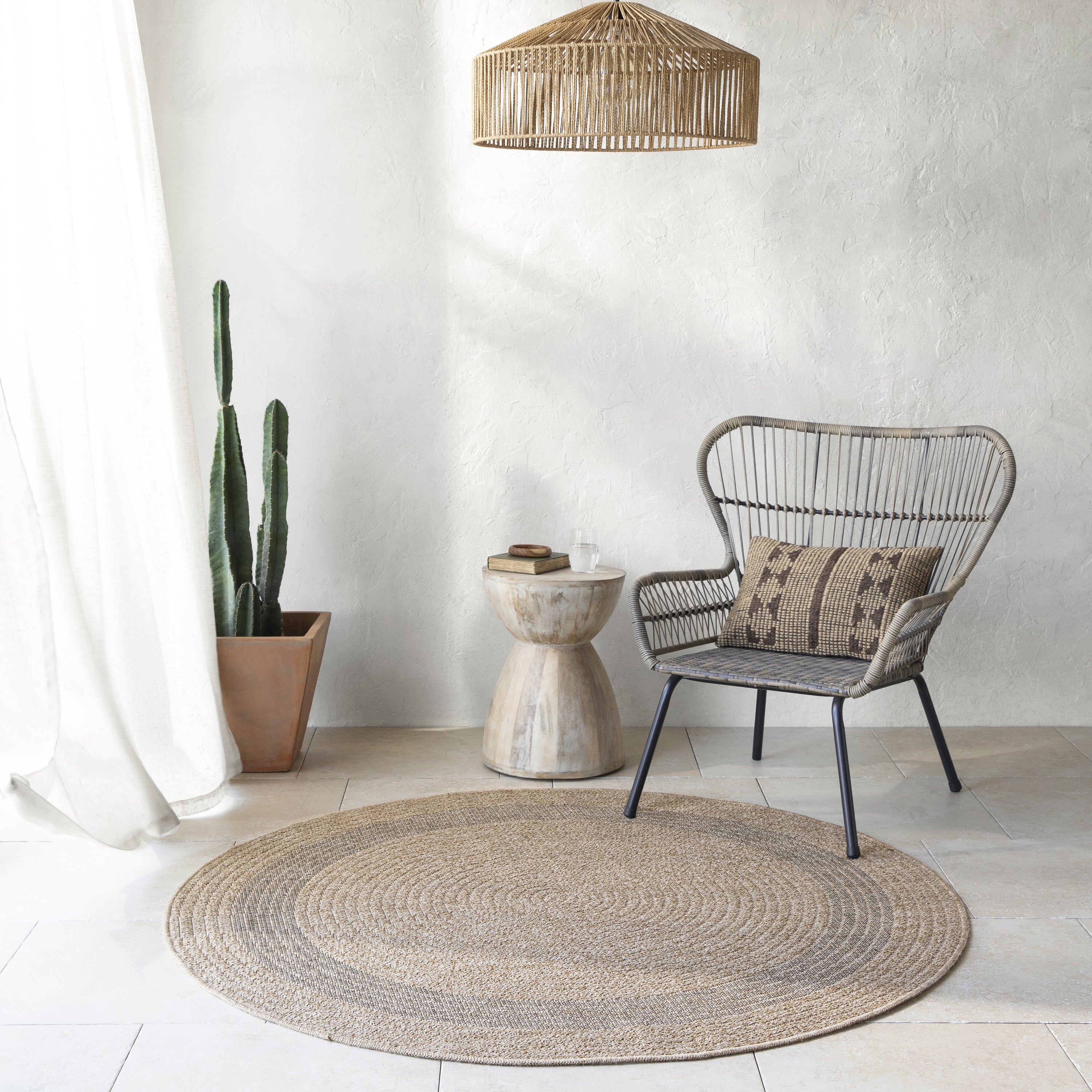 by fonQ Core Vloerkleed Ø 100 cm - Zand/Zwart