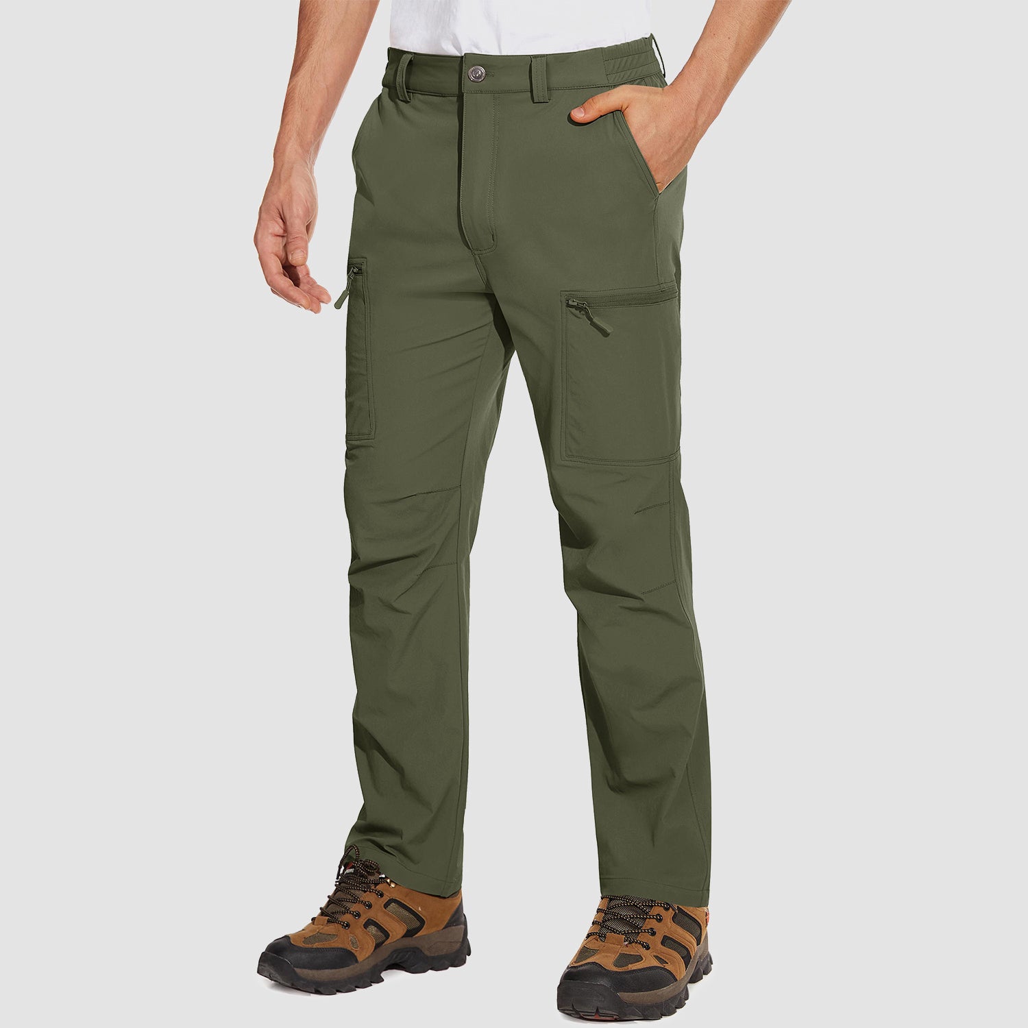 Pantalon de randonnée pour homme avec 6 poches, imperméable et résistant aux déchirures, léger et à séchage rapide.