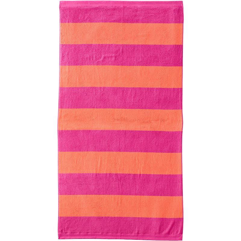 Lands' End Cabana Stripe Beach Towel, Pink