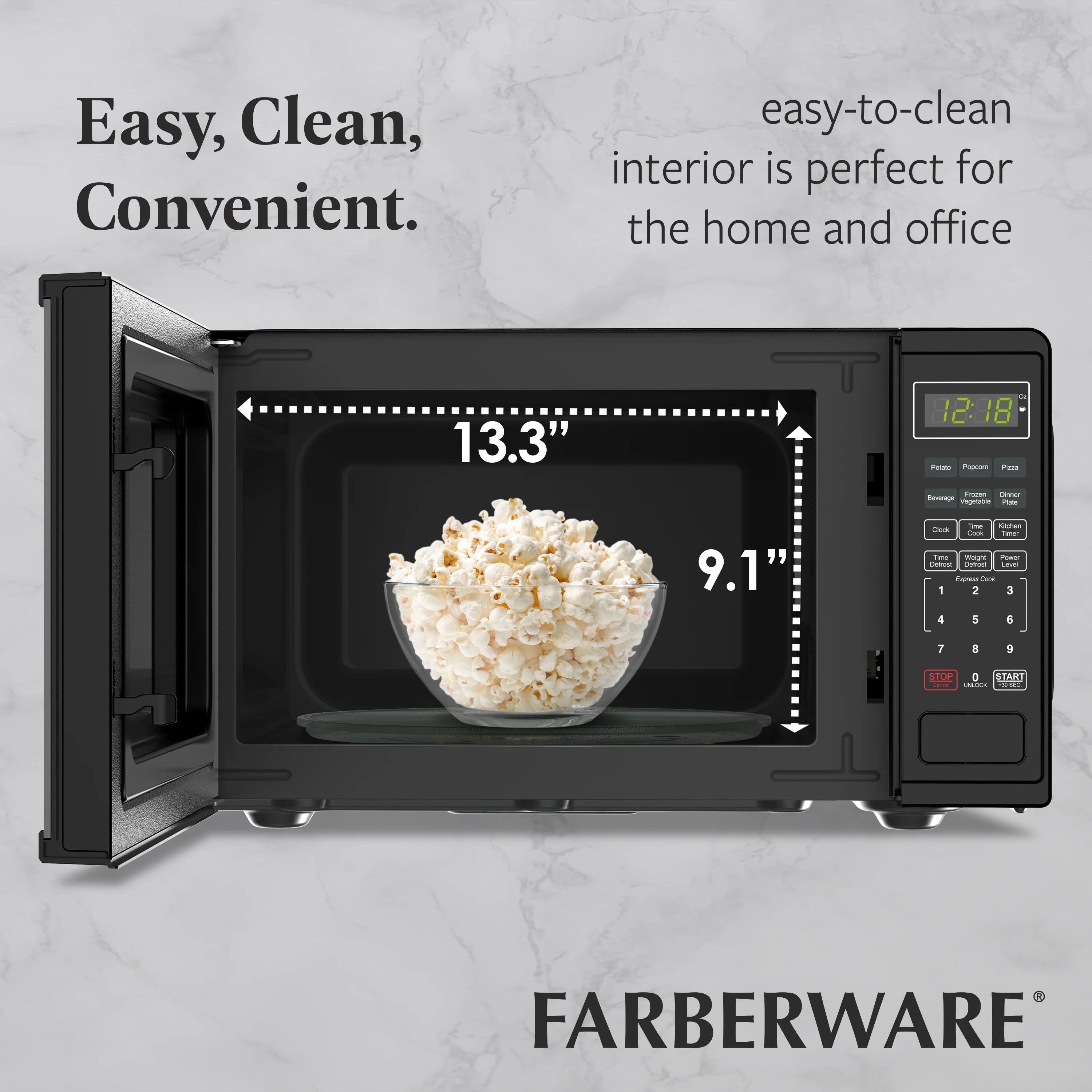 FMGZ09BKA 0.9 Cu. Ft. Microwave Oven, 900W, Digital Control, LED Display, 6 Cooking Presets, Black(Black 0.9) - Image 8