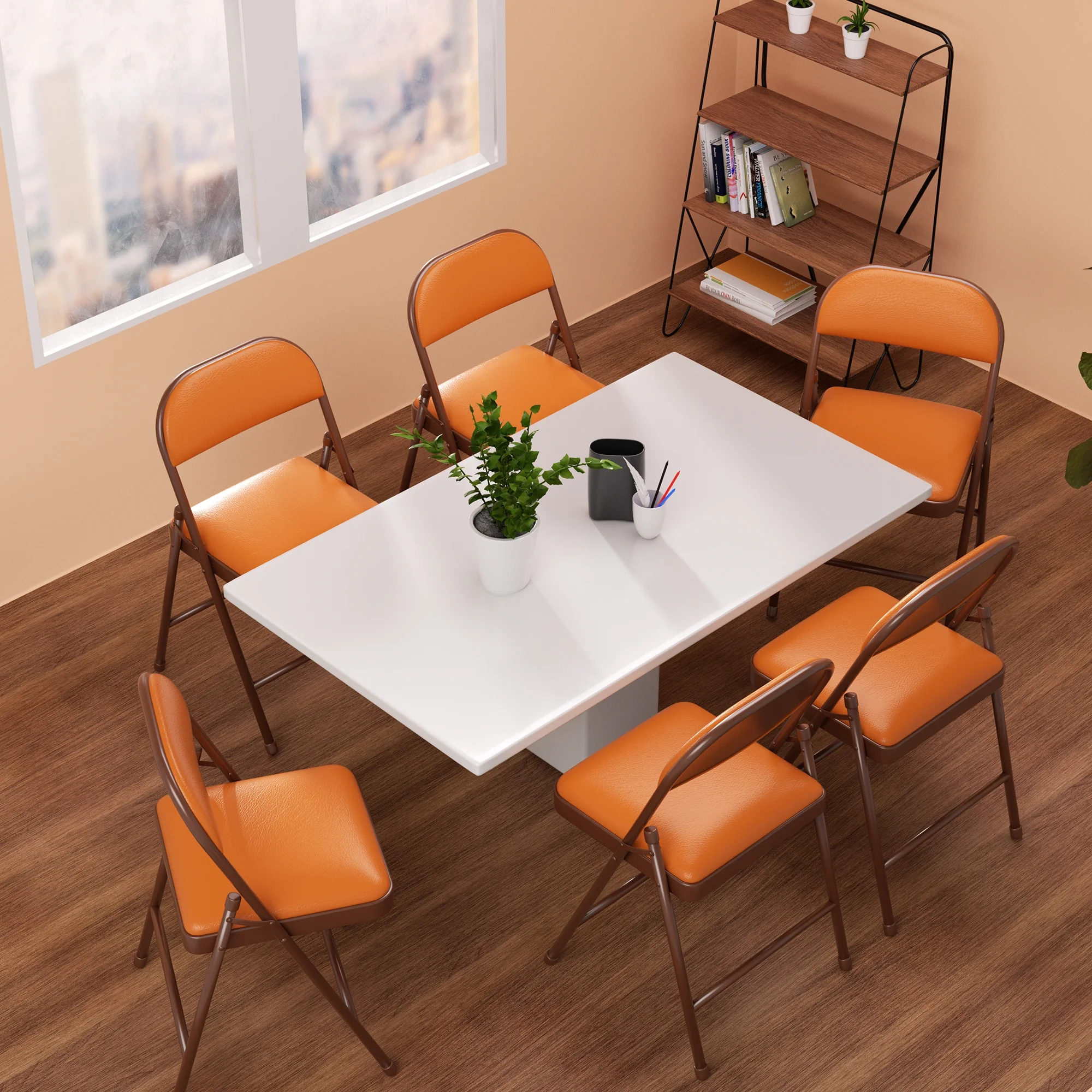 4 Pack Padded Folding Chairs with Upholstered Cushion and Back, Metal Frame for Indoor and Outdoor, Commercial Use (Set of 4) - Image 7