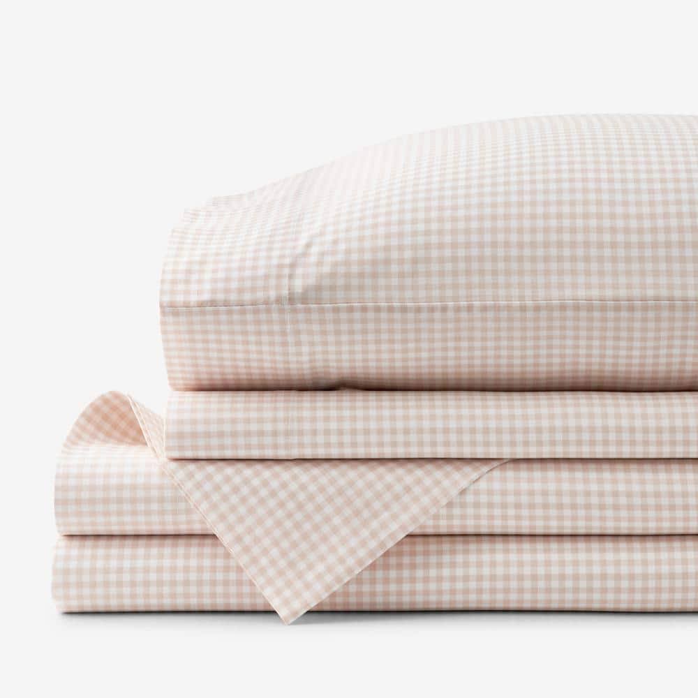 Company Kids Ditsy Gingham Pink Organic Cotton Percale Twin Sheet Set
