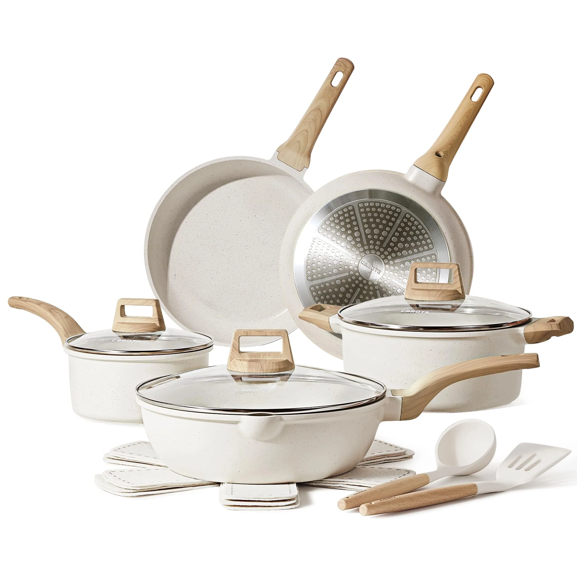 CAROTE 14 Pcs Pots and Pans Set. Nonstick Cookware Set