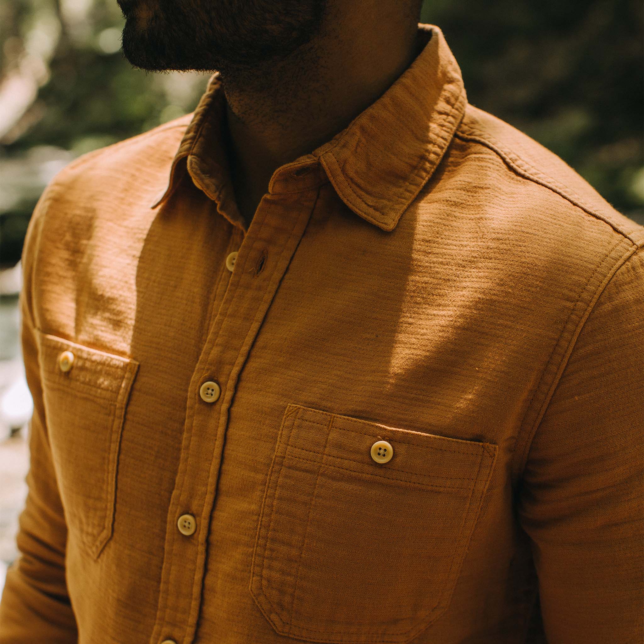 Chemise utilitaire en double tissu roux
