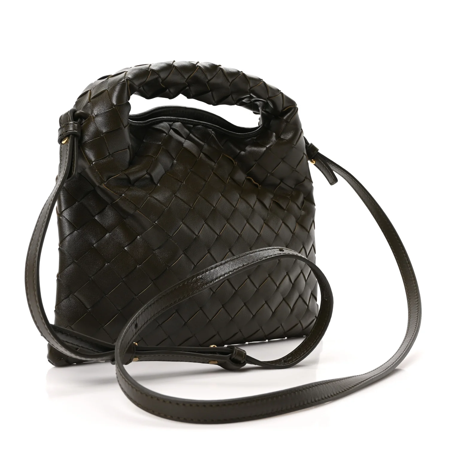 Calfskin Intrecciato Mini Hop Khaki