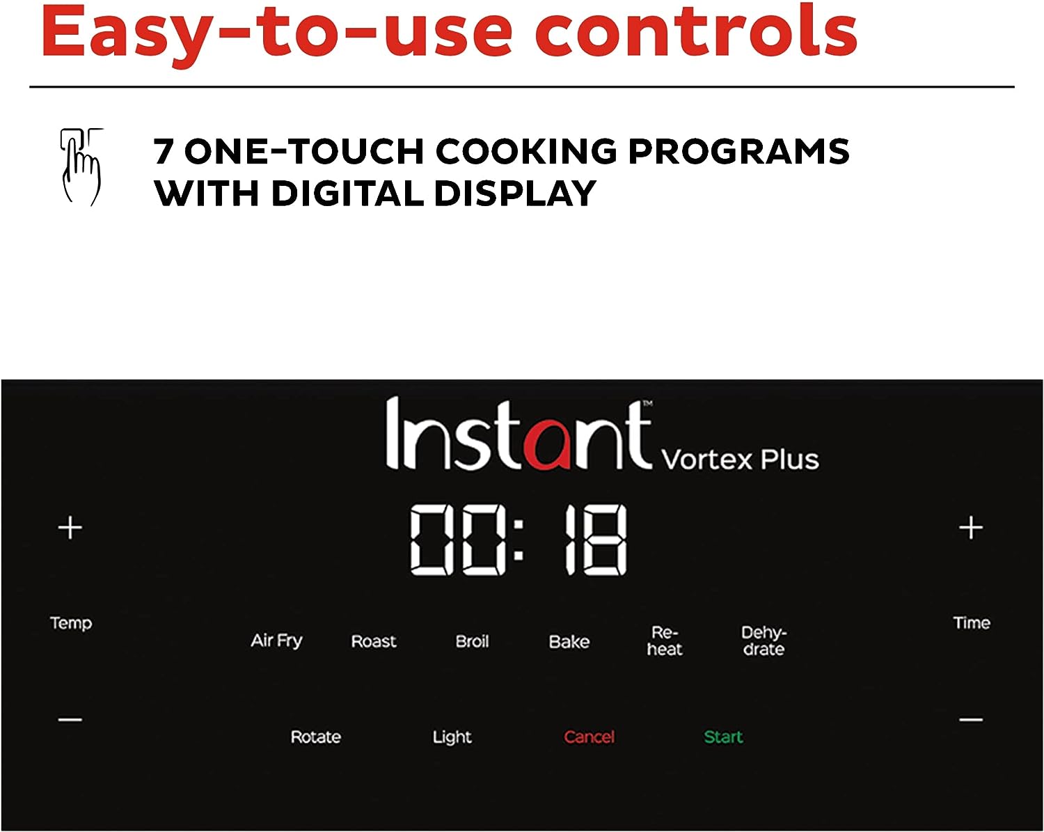 Friteuse à air Instant Vortex Plus de 10 litres, par les créateurs d'Instant Pot, 7 fonctions en 1, avec technologie EvenCrisp, application avec plus de 100 recettes, acier inoxydable