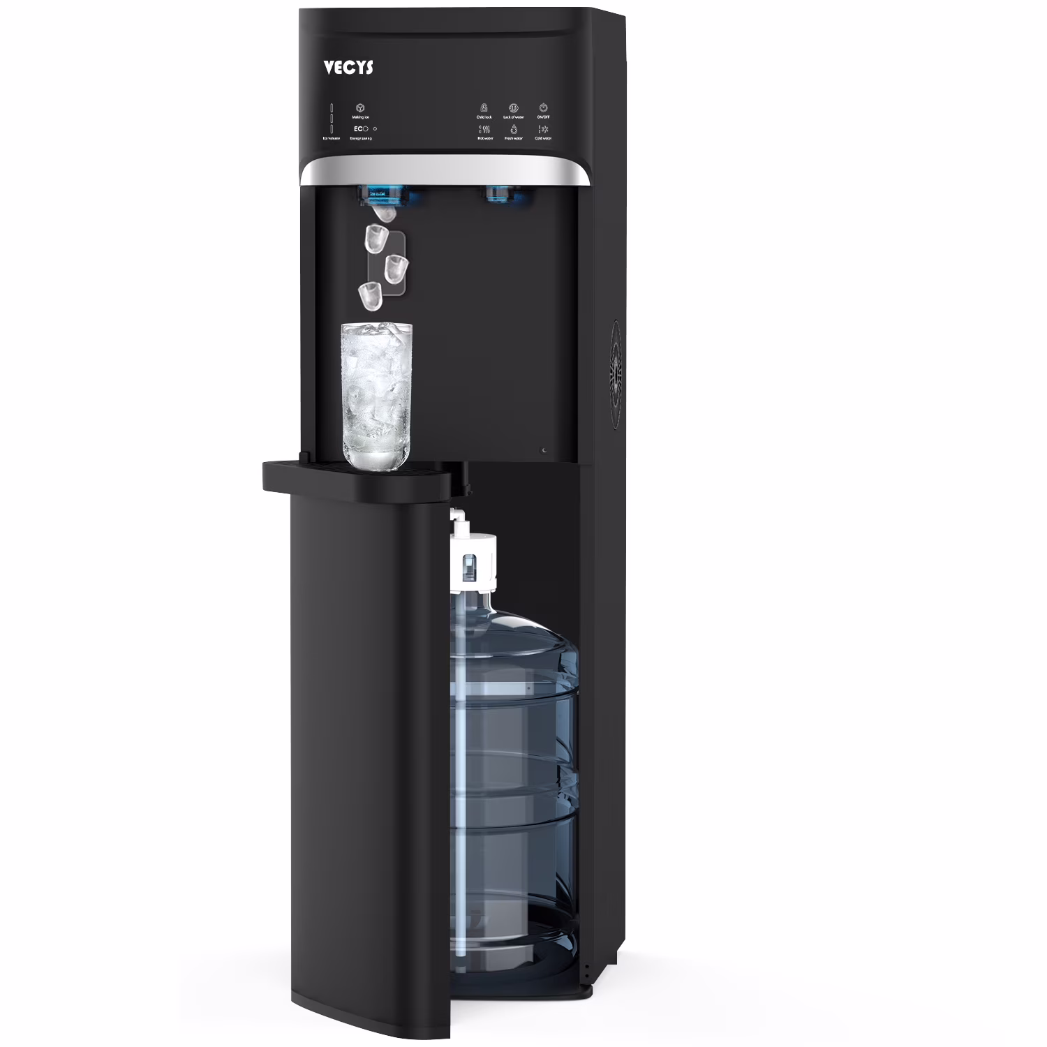 5 gal Water Dispenser with Ice Maker, Self-clean Child Lock(Black)
