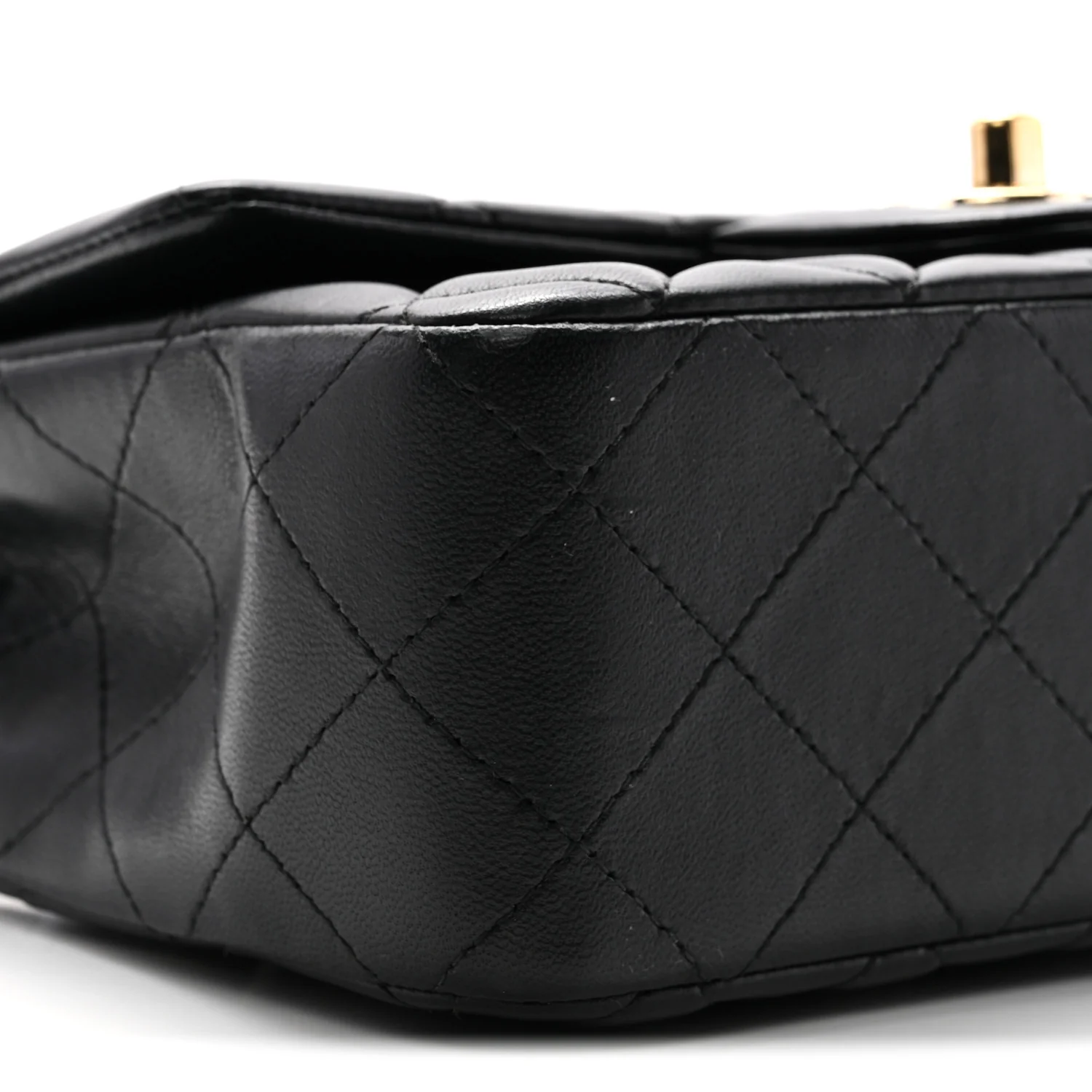 Lambskin Quilted Mini Rectangular Flap Black