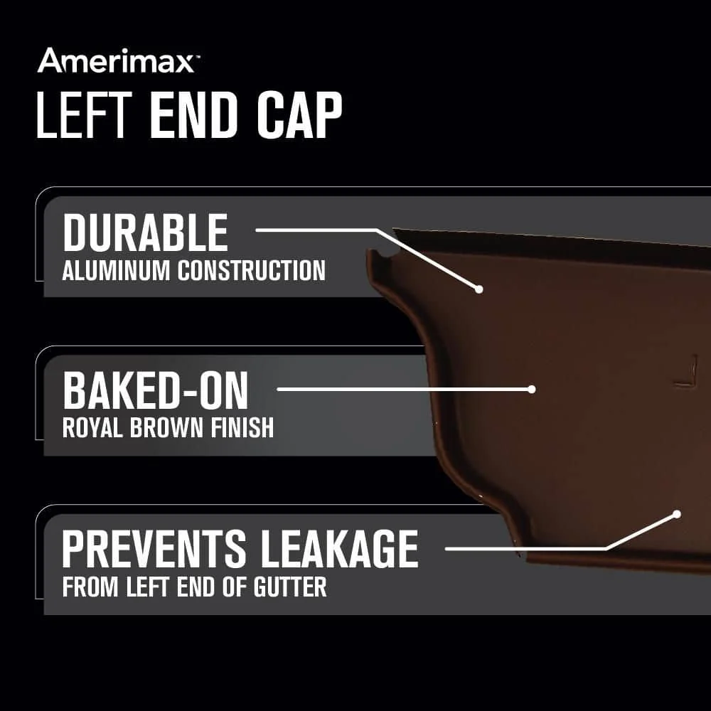 Aluminum Gutter Left End Cap, Royal Brown, 5.25 in. (AFEC525LRB)