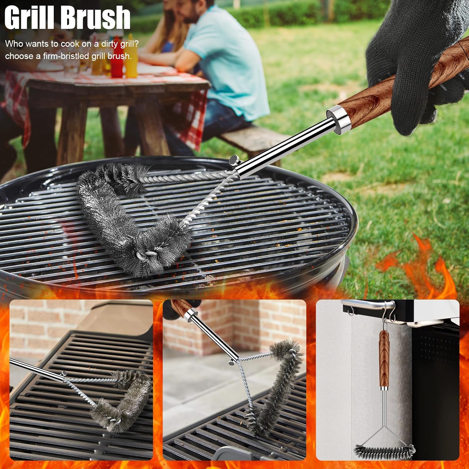 RINPIR 31pcs BBQ Grill Accessories Gifts for Men Dad, Heavy Duty Grilling Tools Gift Set for Father's Day, Stainless Steel BBQ Utensils Kit with Mats, Grill Brush in Carrying Bag Brown