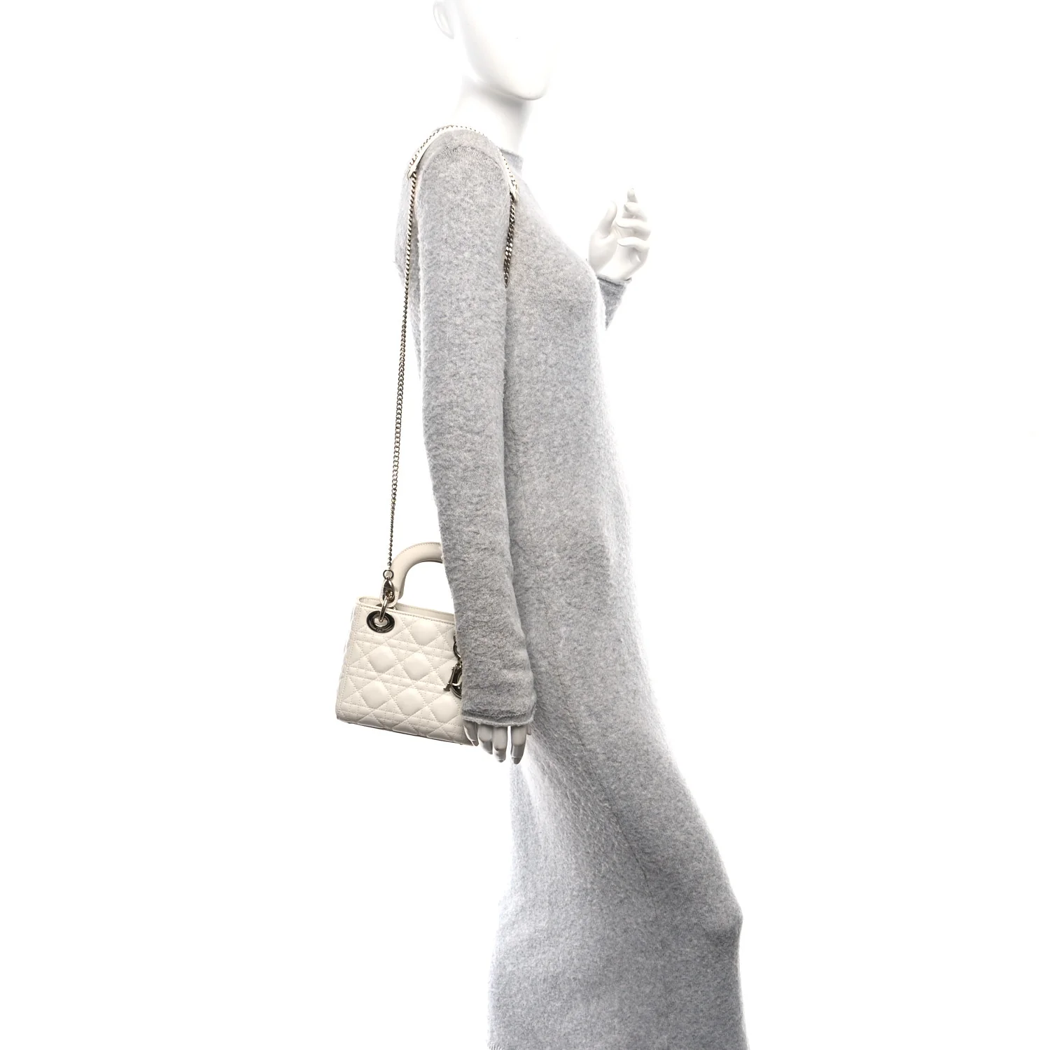 Lambskin Cannage Mini Lady Dior White