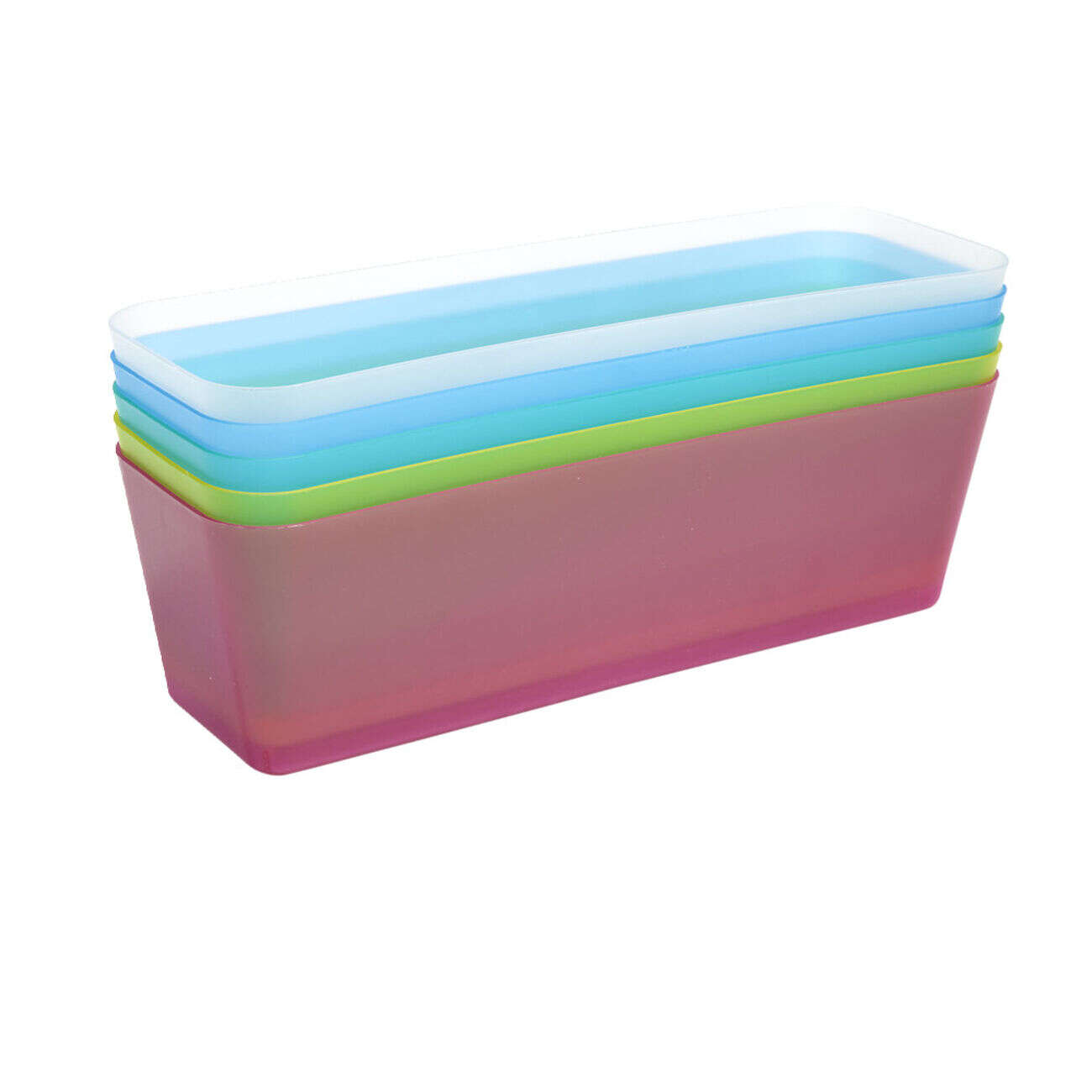 Panière de rangement plastique multicolore x5 26,5x8,5xH7,5cm