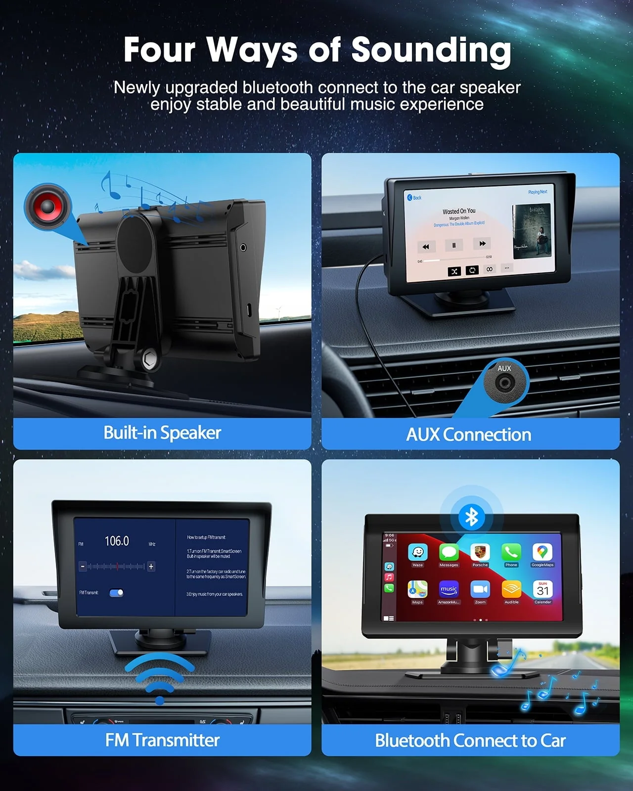 Wireless Apple Carplay Android Auto Car Stereo with Bluetooth, 7'' Touchscreen Carplay Car Radio with Siri, AUX, FM, Multimedia Player, GPS Navigation - Image 7