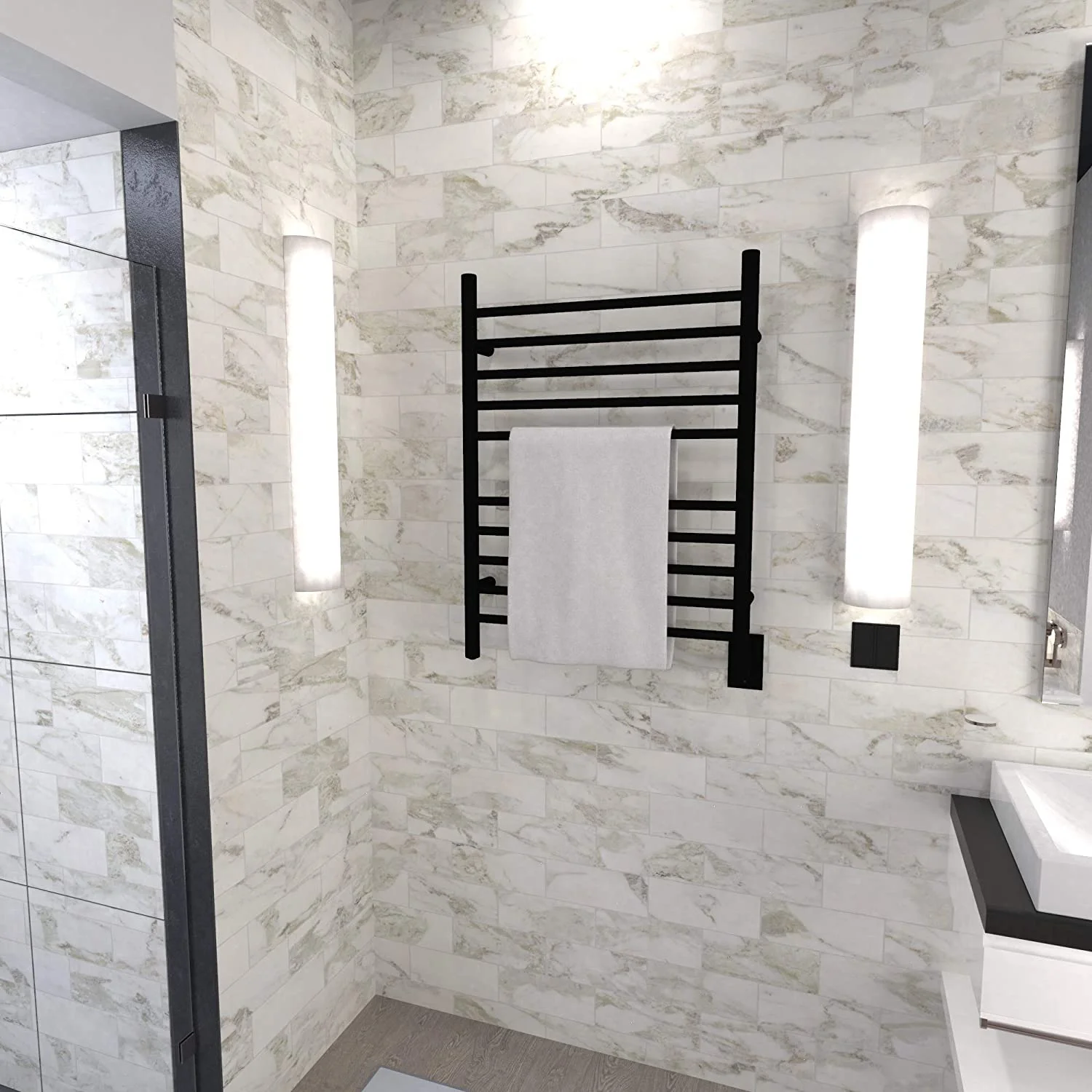 Amba Products 33.5" Gold Hardwired Straight 10 Polished Bar Towel Warmer