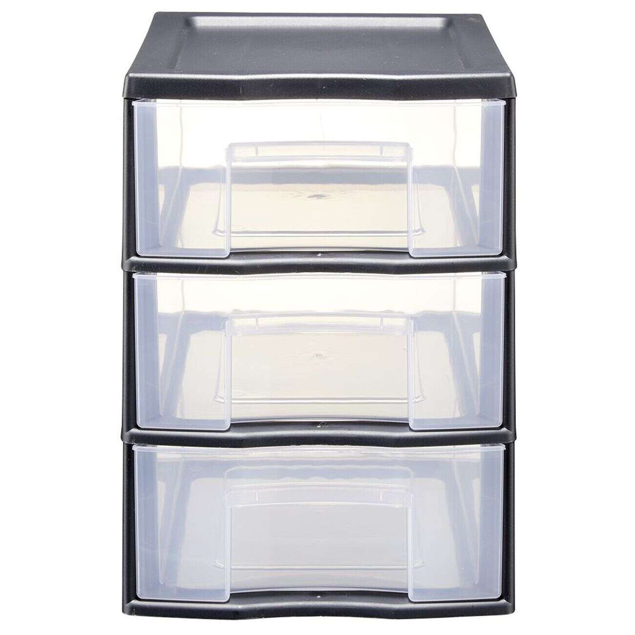 Tour de rangement A5 3 tiroirs noir et transparent 6 L