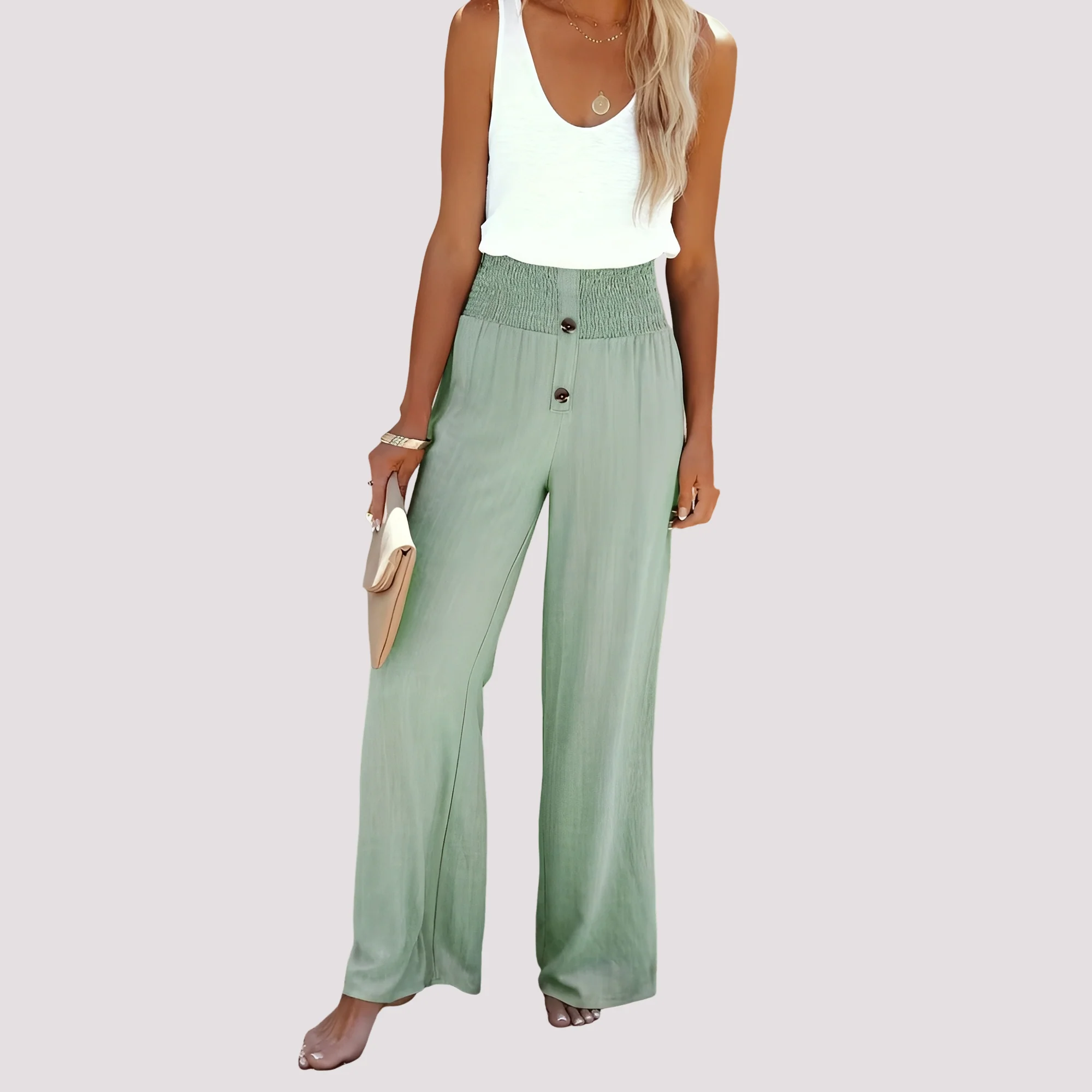Christa - Pantalon ample taille haute