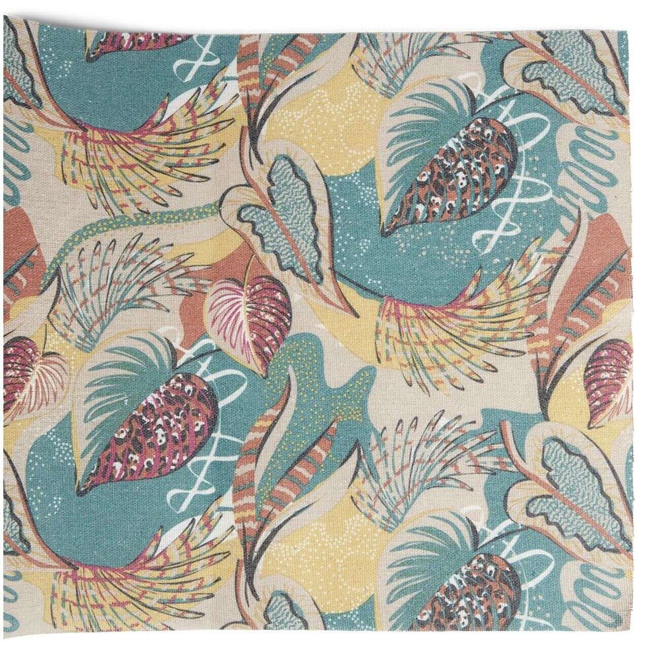 Chemin de table design feuille polyester et coton 400x28cm