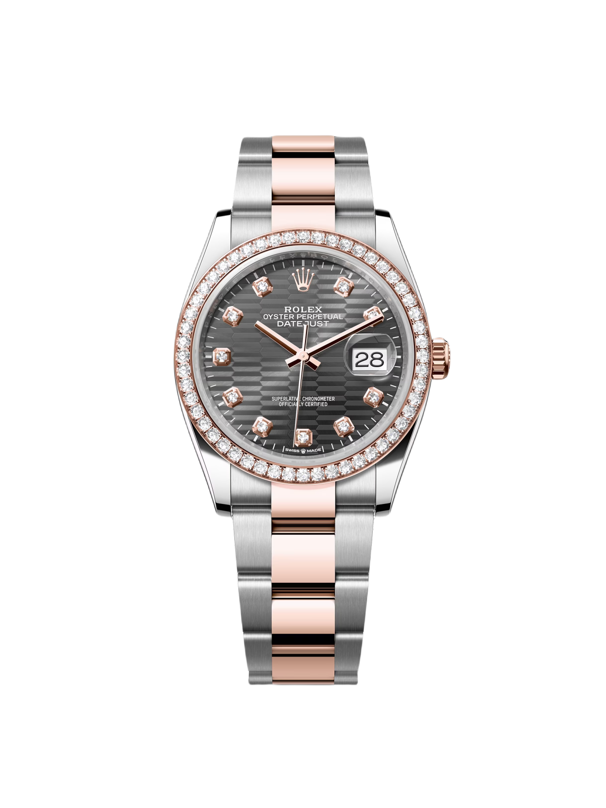 【Super Clone】RLX  Datejust 36mm 126281 Slate Fluted Motif Diamond Dial Diamond Bezel and Oyster Bracelet