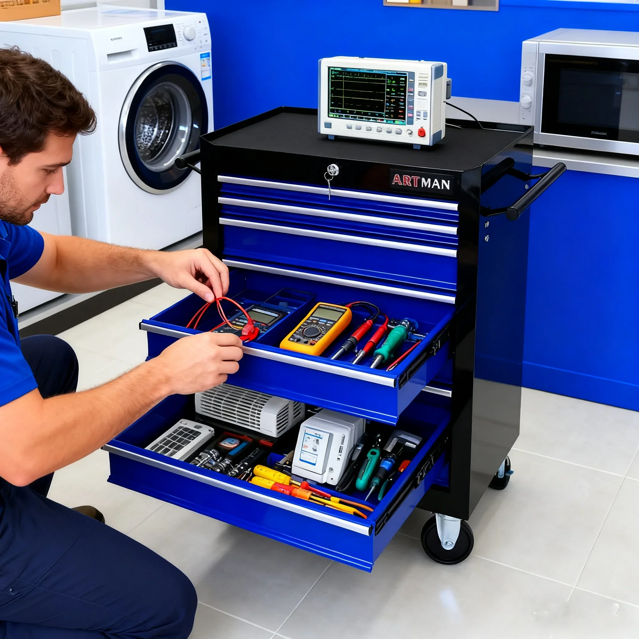 ARTMAN 7 Drawer Tool Rolling Storage Cart ,Tool Boxes Tool Chest with Wheels and Drawers for Garage Workshop Warehouse