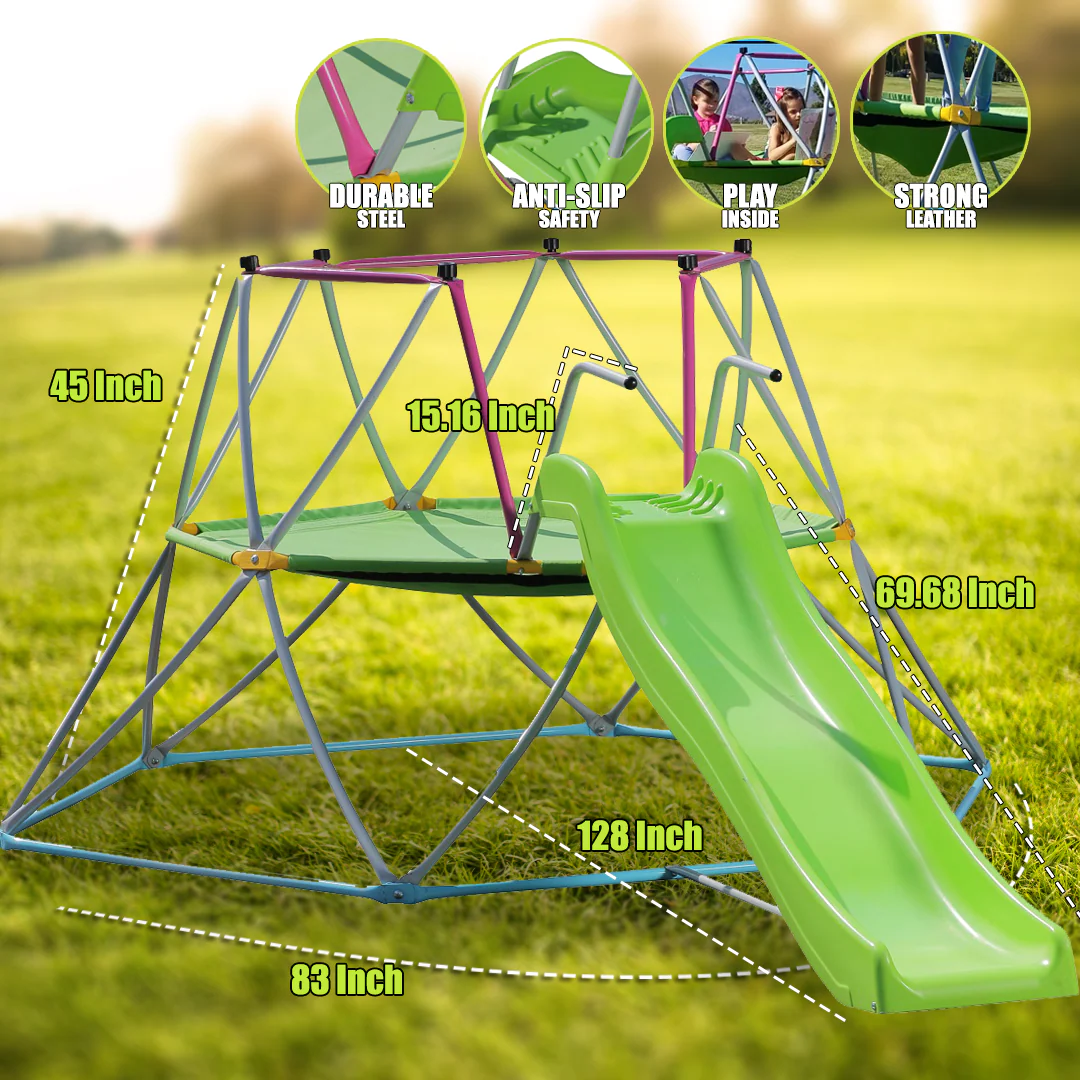 Platports Kids Dome Climber with Slide Set Indoor Outdoor Playground Age 3 10 55 inches mat Image 4
