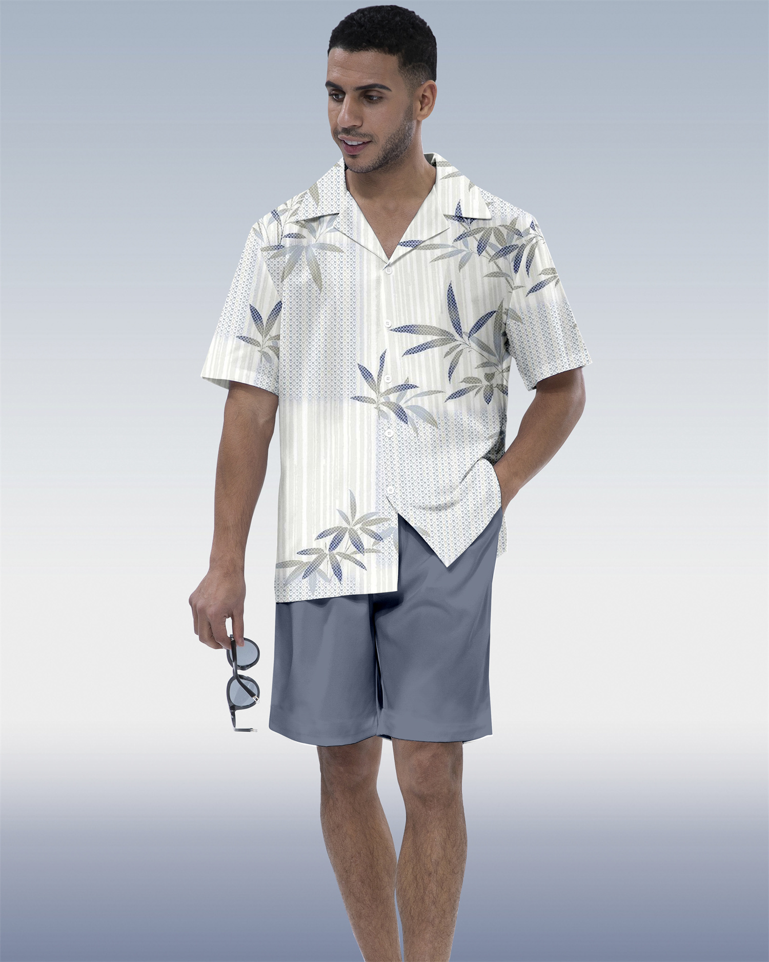 Ensemble à manches courtes Suitmens pour homme, imprimé à carreaux hawaïen, référence 117