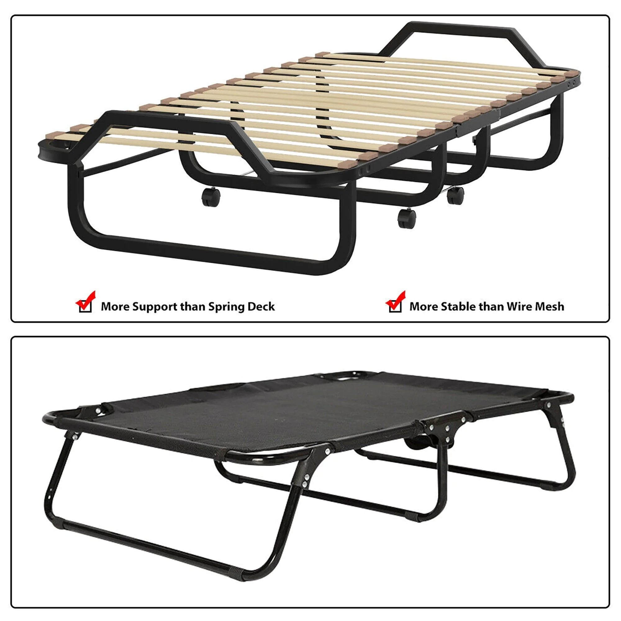 Gymax Folding Bed w/ Memory Foam Mattress Rollaway Metal Guest Bed Sleeper Made in Italy Image 7