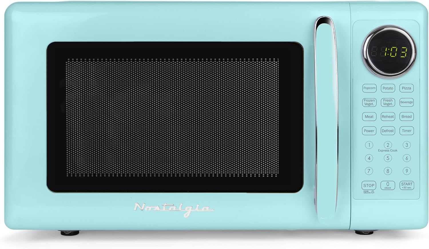 Nostalgia Retro Microwave - Countertop Microwave Oven - Includes 12 Pre-Programmed Settings and Digital Clock - 0.9 CU Ft- 800 Watts - Yellow