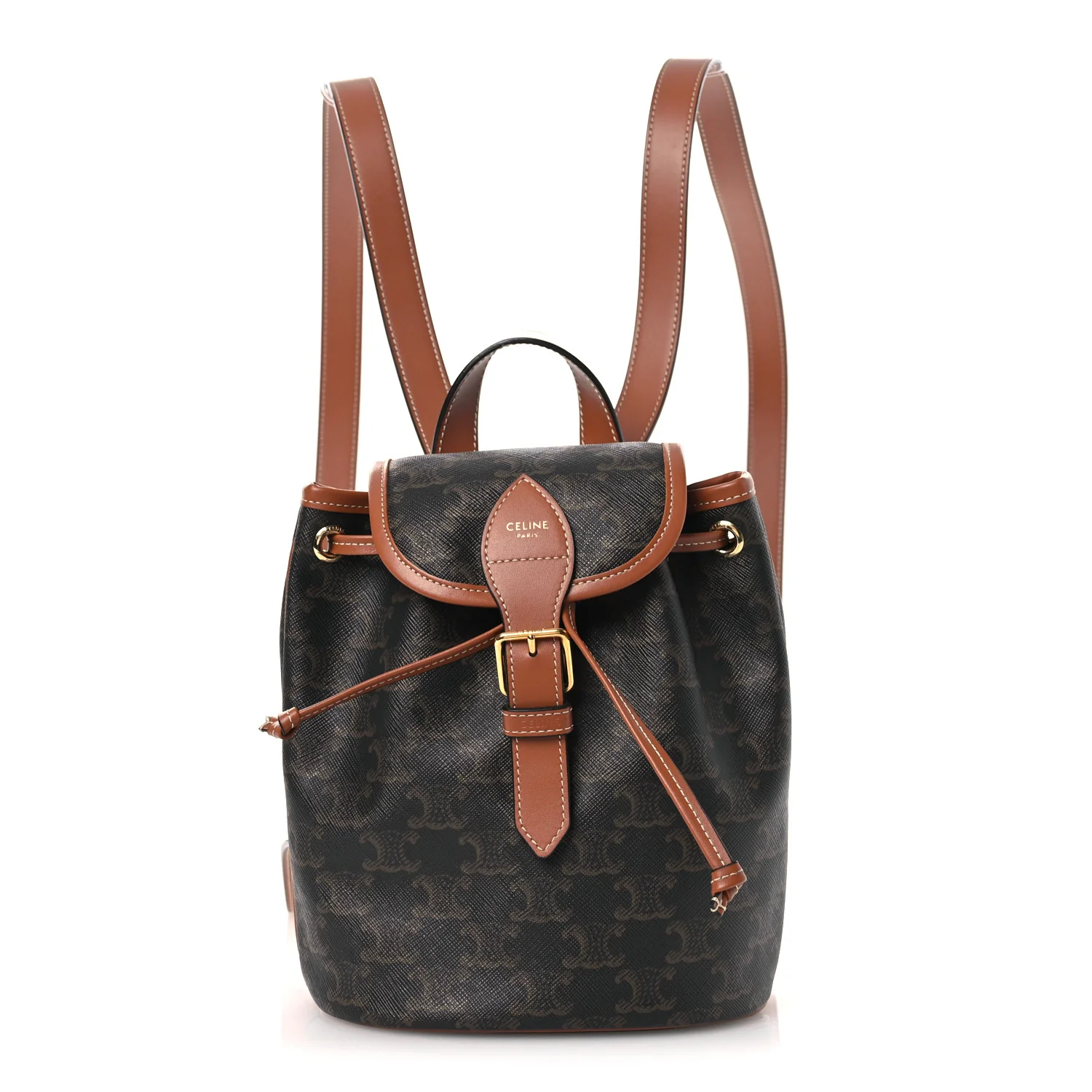 Triomphe Canvas Calfskin Mini Folco Backpack Tan