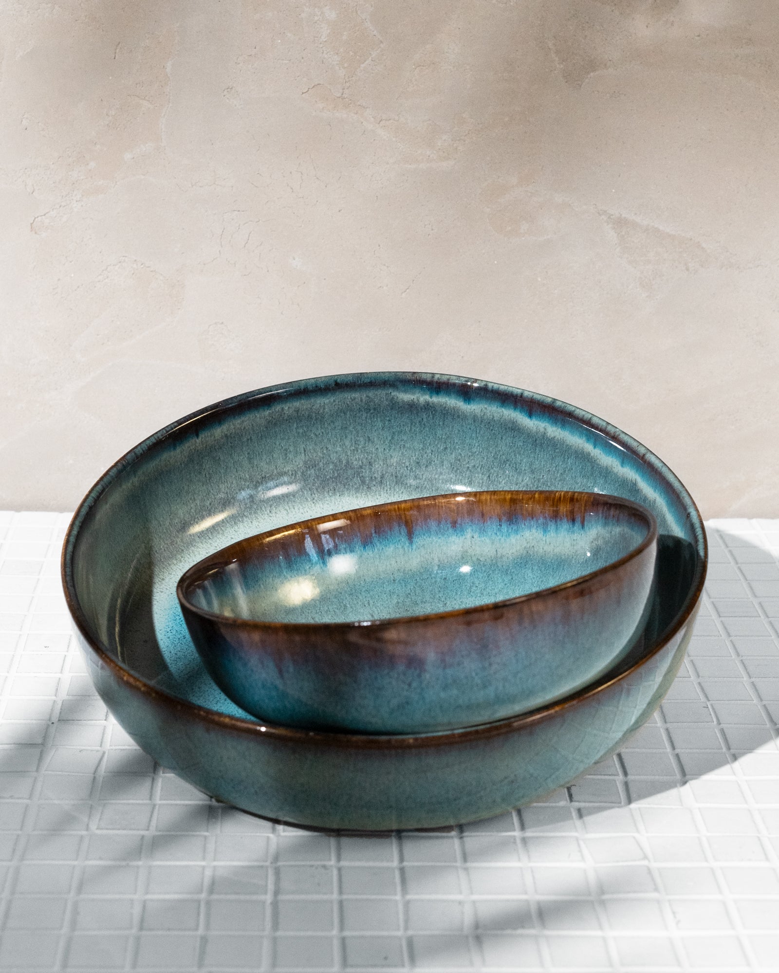 MADEIRA - SMALL SERVING BOWL MODERN GREEN-BLUE