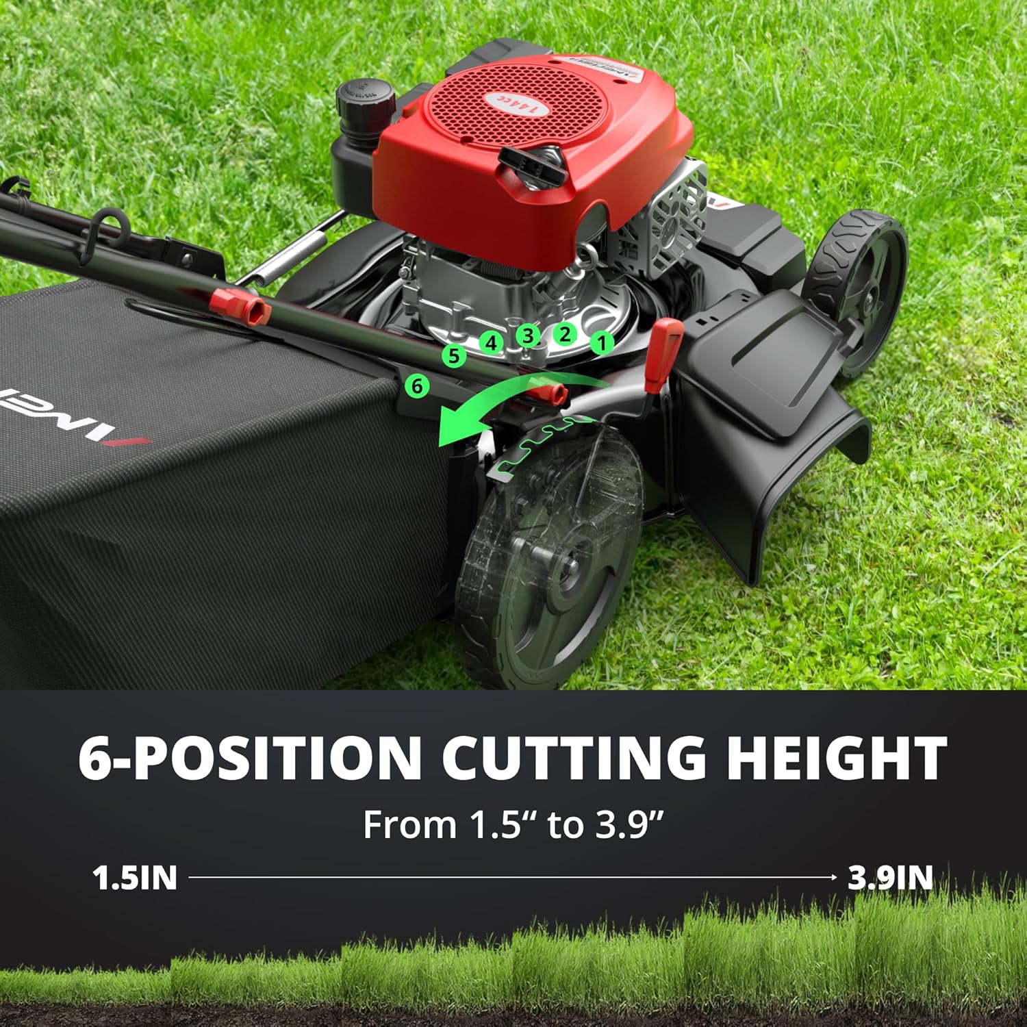 21" Steel Deck Gas Lawn Mower, Heavy-duty 3-IN-1 Push Mower, 144CC 4-STROKE Engine, 6-POSITION Height Adjustment, Large 1.4 Bushel Grass…