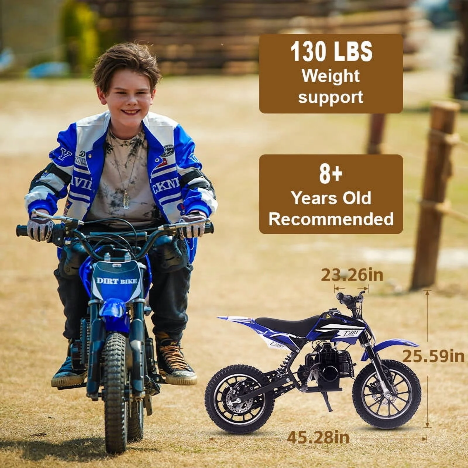 Dirt Bike,50CC Gas Powered Off Road Dirt Bike for Kids 8-13,Weight Support Up to 180 LBS,25 Mph,46*46**14in,Red(Red) - Image 4