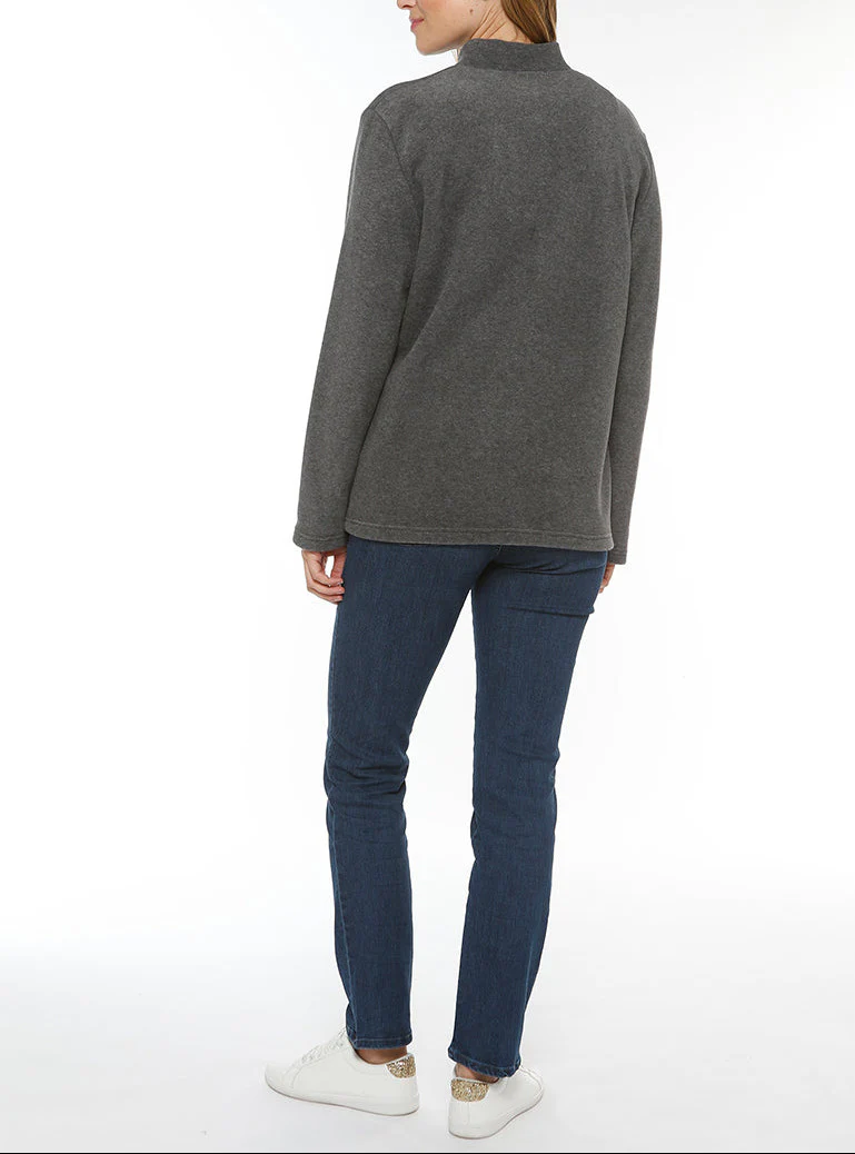 Veste polaire femme col montant gris anthracite