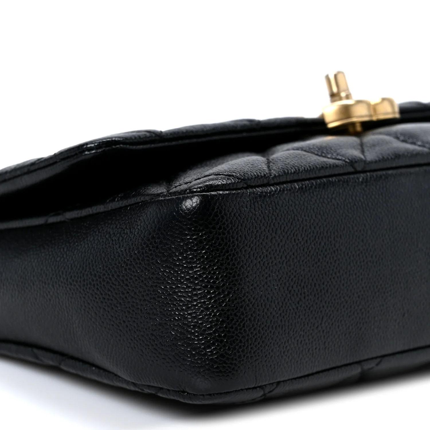 Shiny Caviar Quilted Large Chain Melody Flap Black