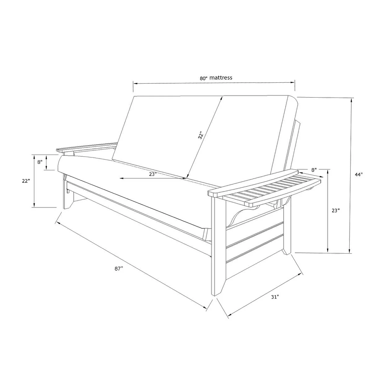 Phoenix Queen-size Futon Frame in Butternut Finish - Image 5
