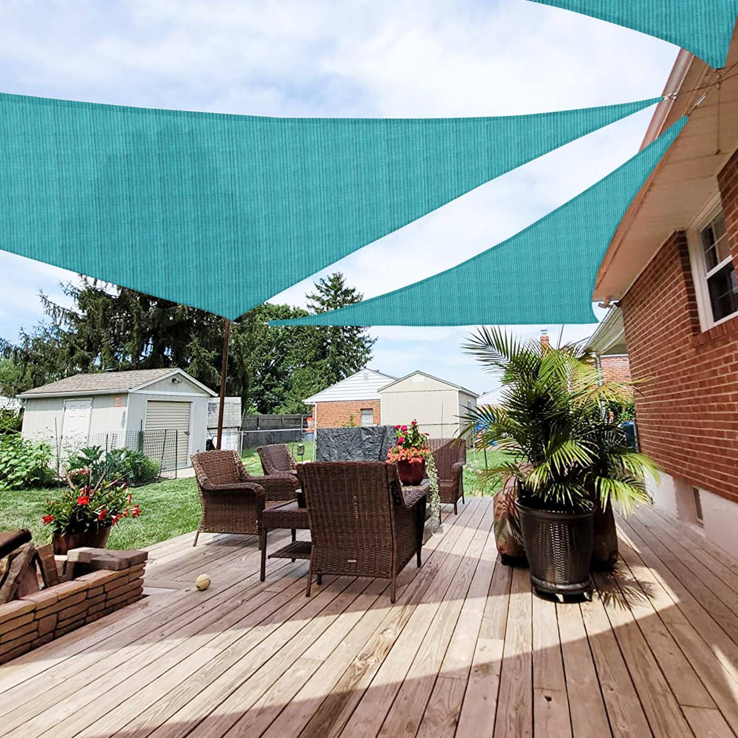 Patio Paradise 20' x 20' x 20' Turquoise Green Sun Shade Sail Equilateral Triangle Canopy - Permeable UV Block Fabric Durable Outdoor - Customized