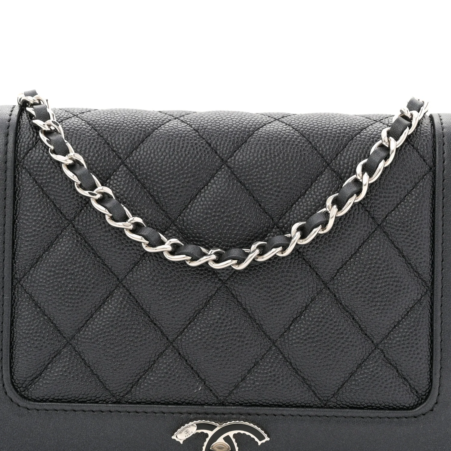 Caviar Quilted Vintage Mademoiselle Wallet On Chain WOC Black