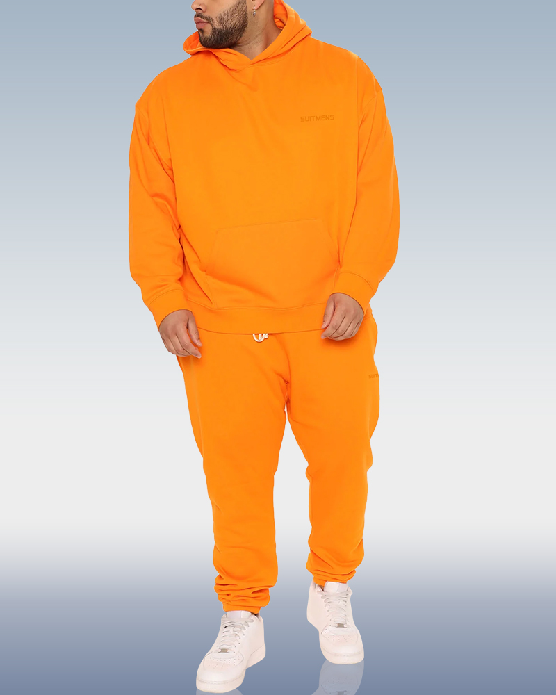 Ensemble sweat à capuche orange pour homme SUITMENS