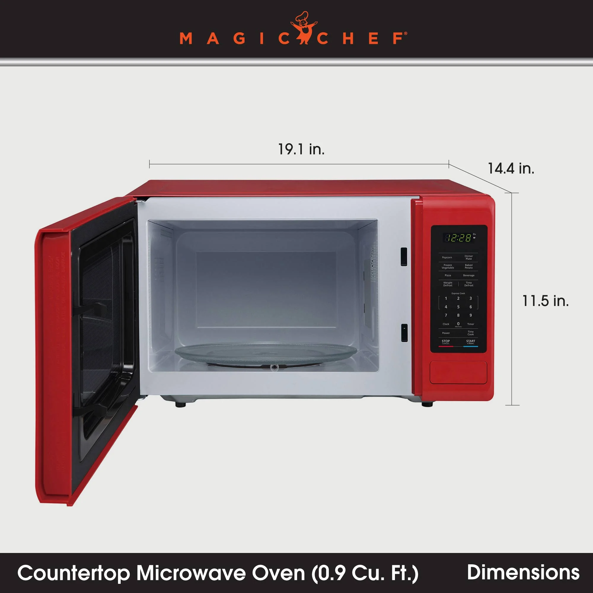 0.9 cu ft Countertop Microwave Ovens in New Model(New Model/Red) - Image 2