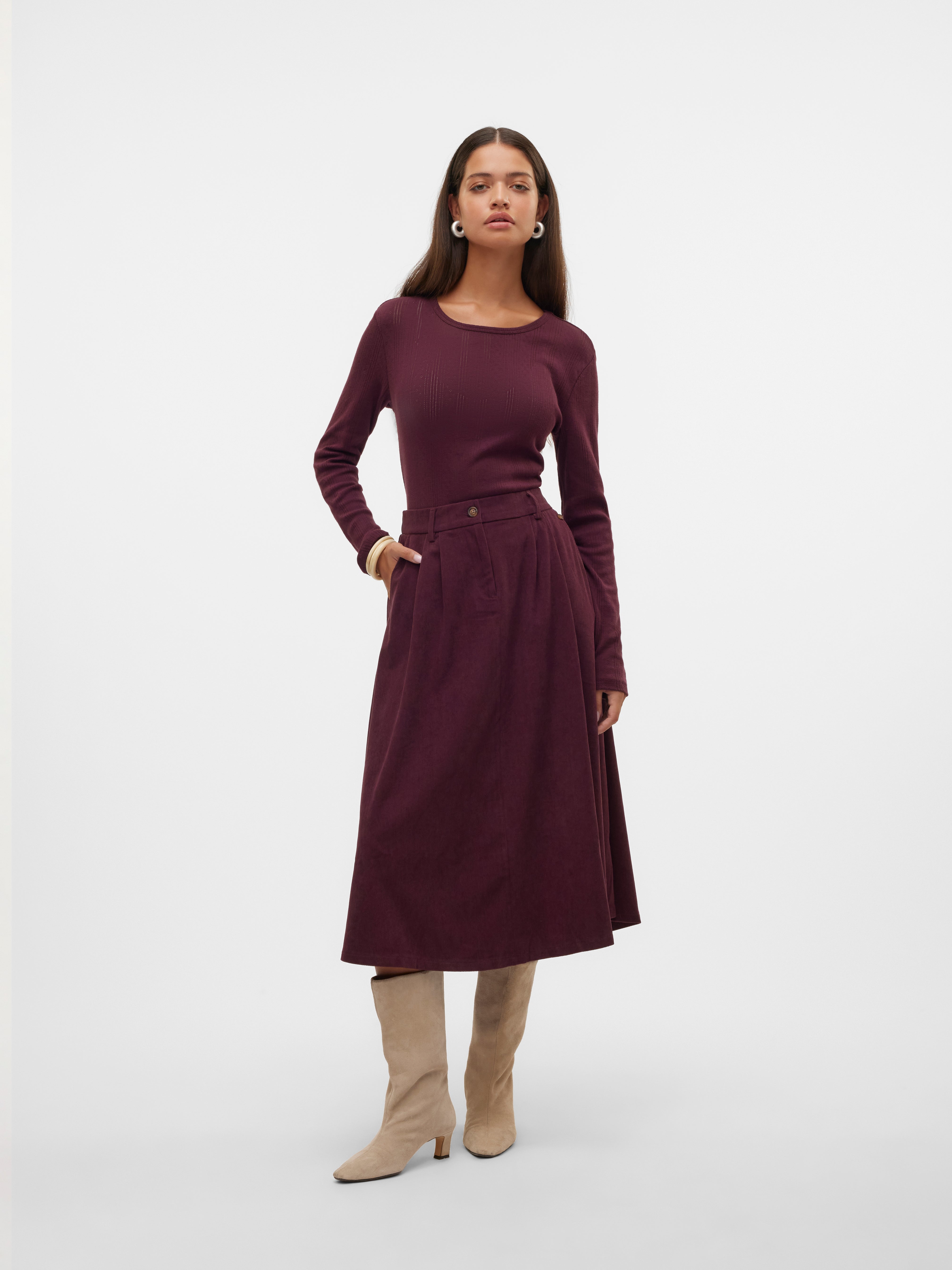 VERO MODA® VMVIENNA High waist Corduroy Midi skirt