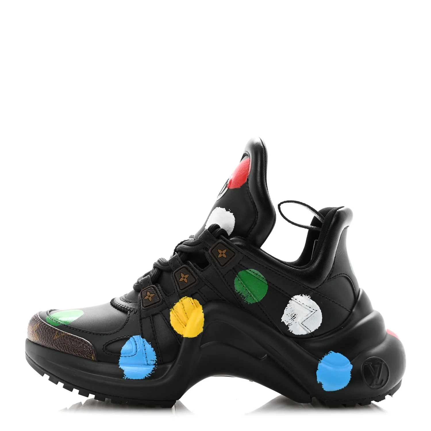 X YK Calfskin Patent Monogram Archlight Sneakers 37 Black
