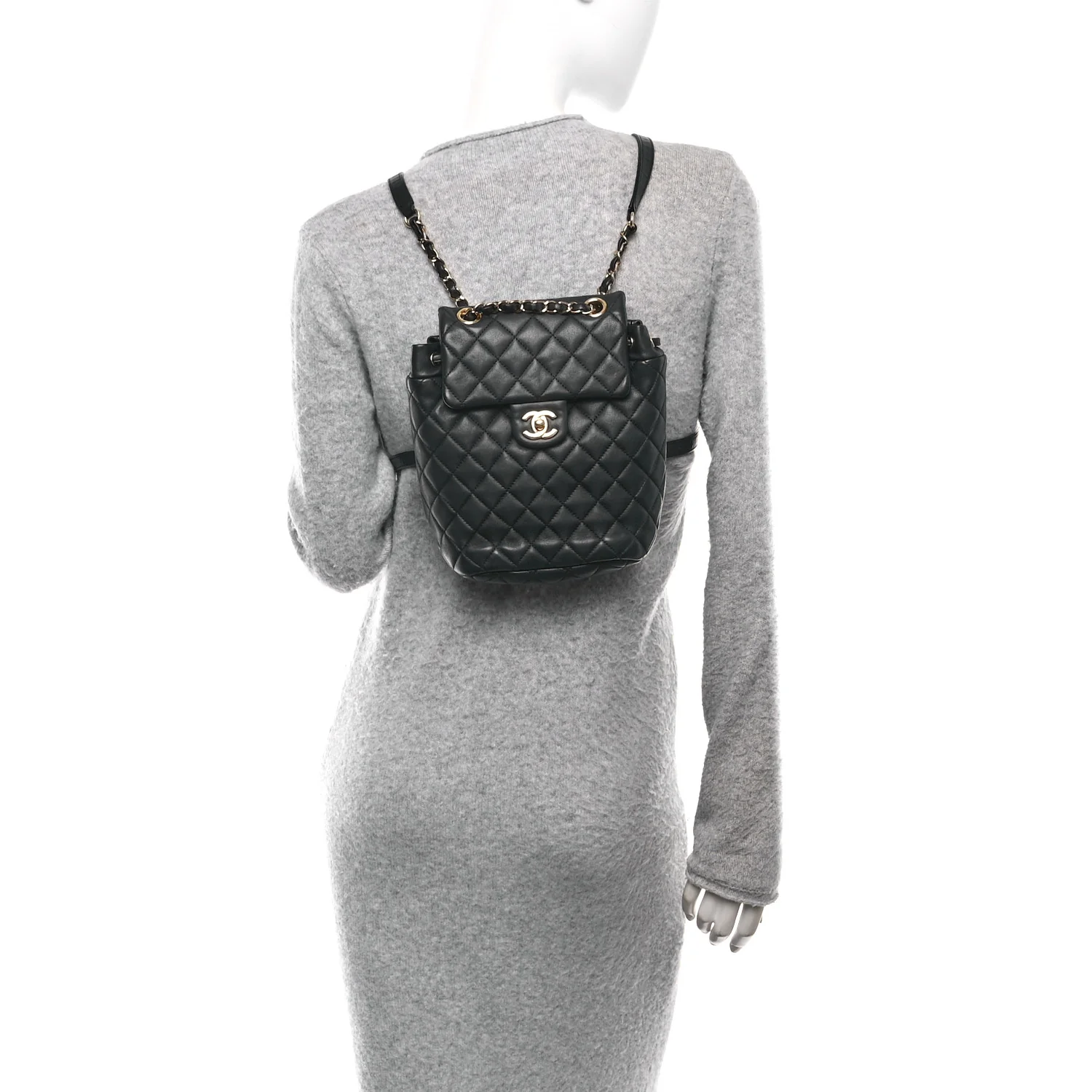Calfskin Quilted Mini Urban Spirit Backpack Black