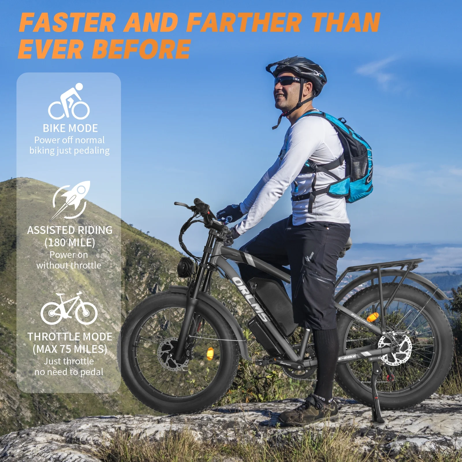3000W Peak Dual Motor E-Bike, 52V 25AH Battery Elec-tric Bike for Adults, 35MPH Mountain AWD 7-Speed Snow E-Bike with 24" x 4.0 Fat Tire for Mountain Snow Hunting Commuting(Gold) - Image 7