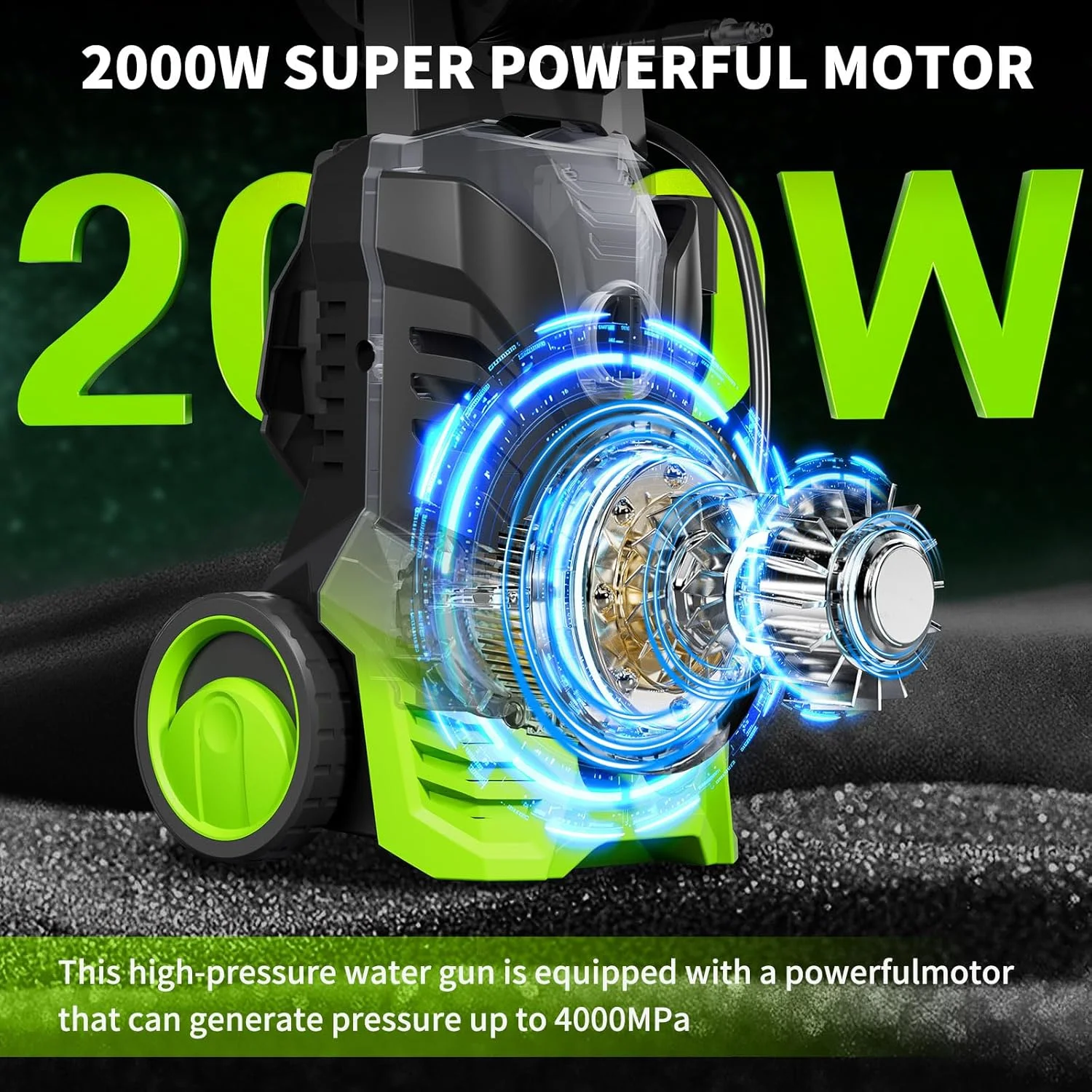Electric Pressure Washer, 3800 PSI 2.6GPM Power Washer for Cars, Fences and Patios(3800PSI Green) - Image 4