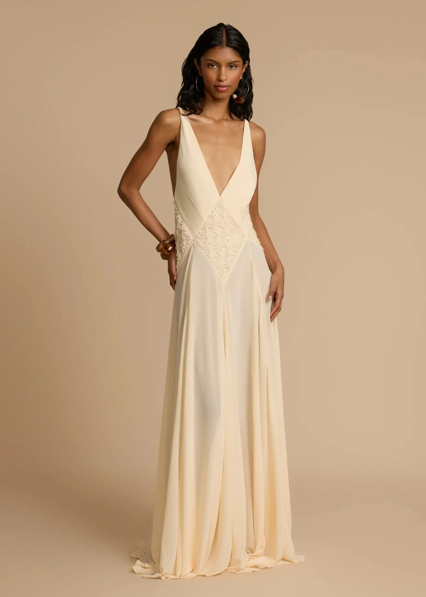 Robe Maxi Blanche à Col V Profond en Dentelle, Fluide, à Bretelles, Robe de Vacances