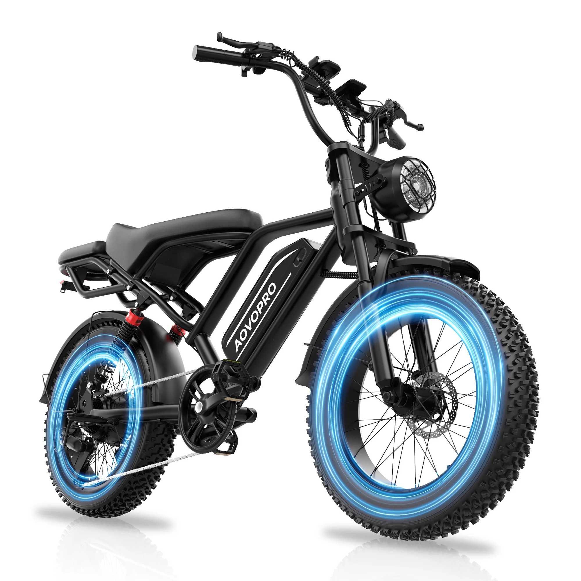 AOVOPRO AP20 Electric Bike for Adults 20 X 4.0 Fat Tire, 750W Off - Road E Bike, E - Mountain Bike 48V 15.6AH UL2849
