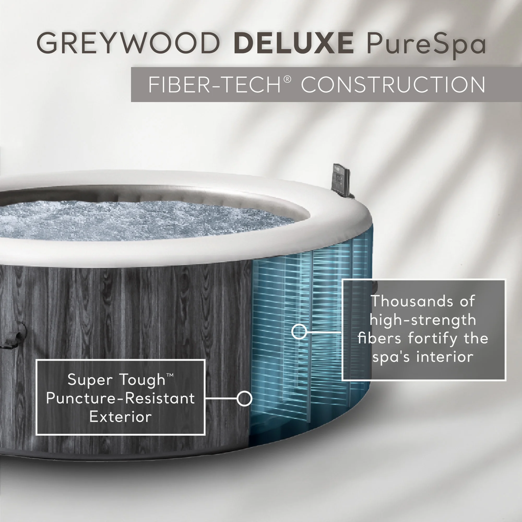 INTEX Purespa Plus Greywood Deluxe 4 Person Inflatable Spa W/ Jets