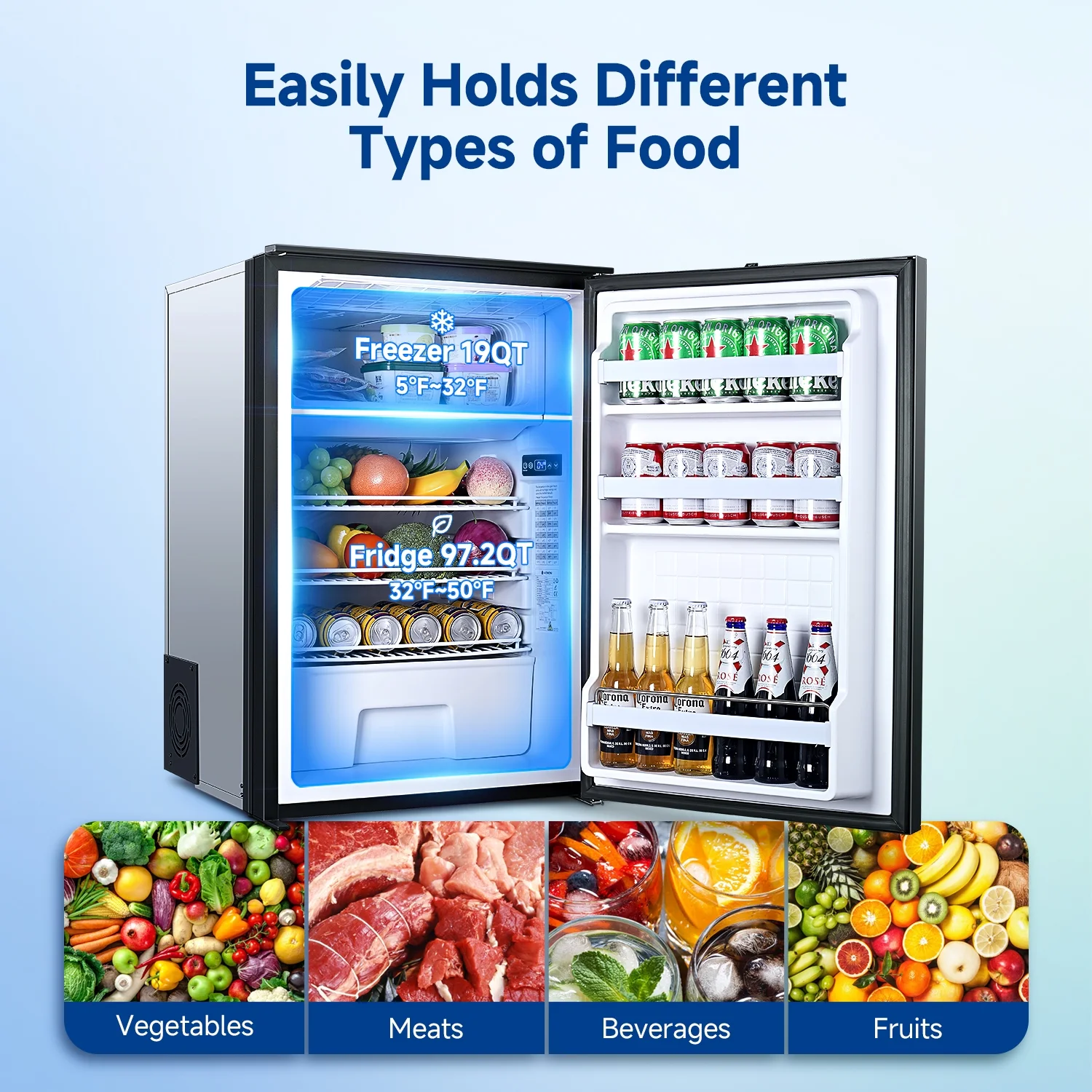 12v Fridge RV Refrigerator, 116.2Qt(110L) Portable Car Refrigerator Dual Zone Cooling Freezing, for Bedroom, Truck, Office, Outdoor, Black(116.2Qt(110L)) - Image 4
