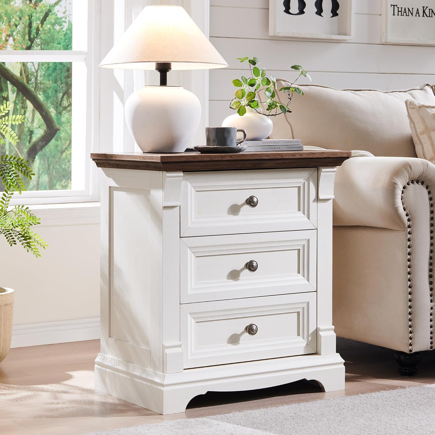 T4TREAM Farmhouse Nightstand Set of 2, 23.6