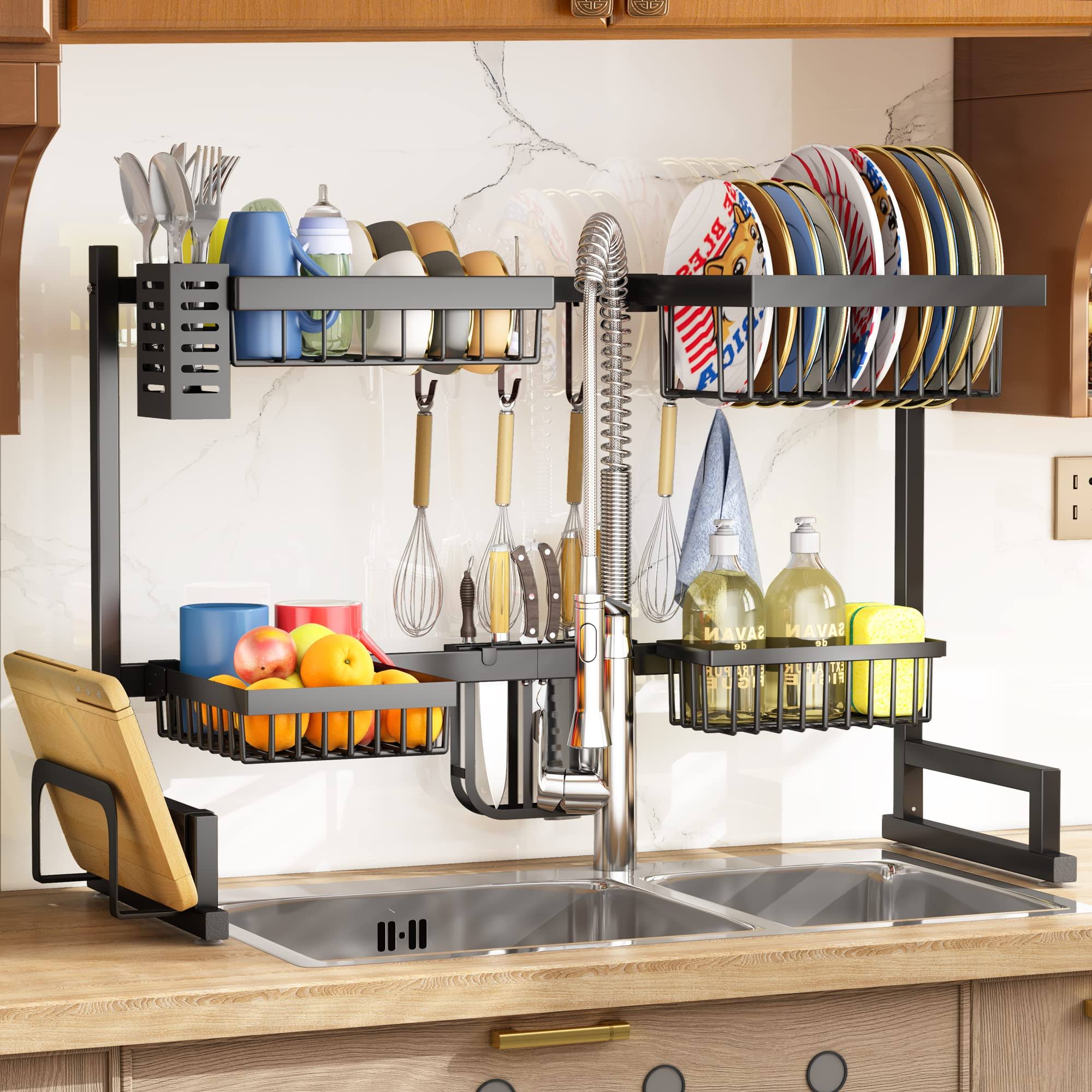 sntd Over The Sink Dish Drying Rack, Width Adjustable��?ink Size